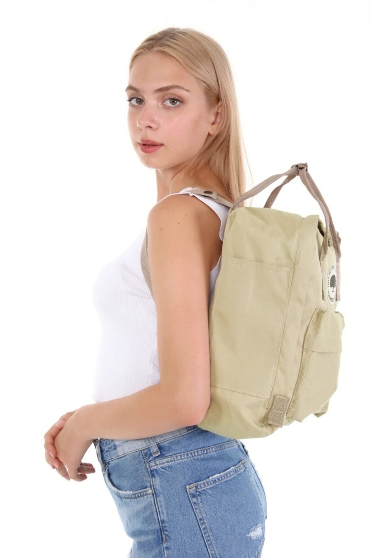 Ramsburry Unisex Krem Renk Okul Çantası Uyumlu 14 Inç Laptop Çantası, Siyah Sırt Çantası görsel 3
