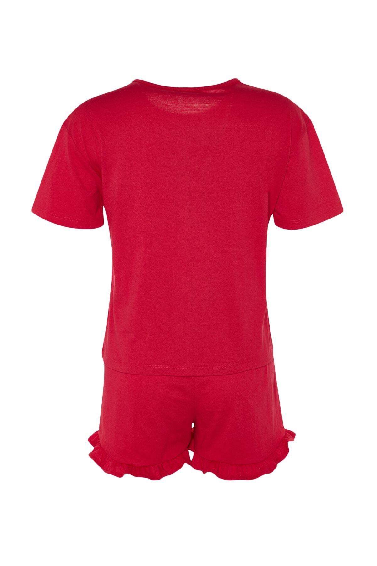 Trendyol Collection-Fuchsia Embroidered Embroidered 100% Cotton Knitted Pajama Set with Shorts - Thmss20Pt0165 18