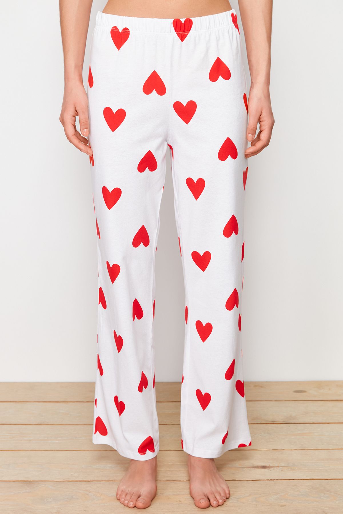 Trendyol Collection-Fehér kötött hálóruha szett szívvel - 100% pamut THMSS24PT00337 5