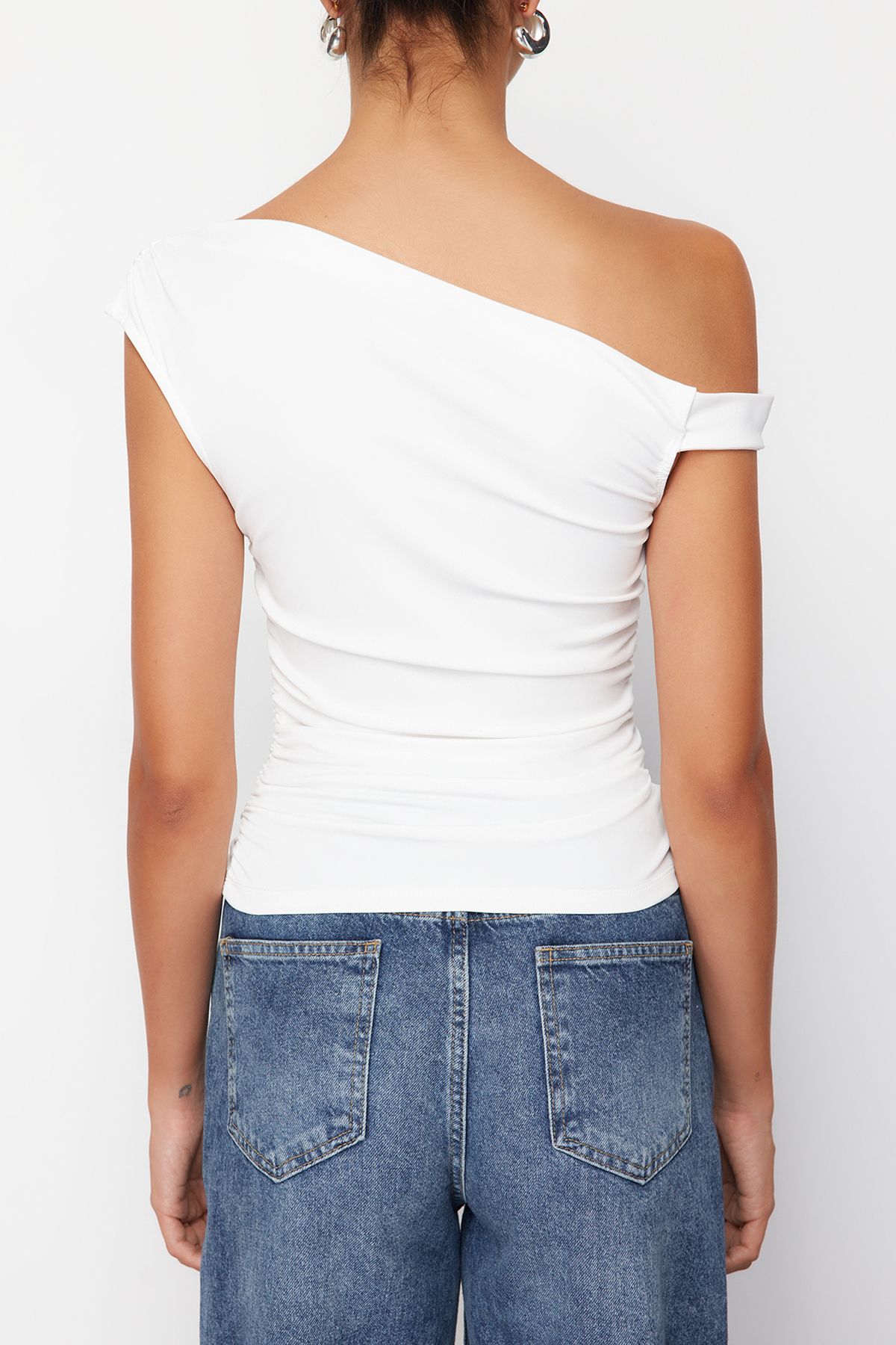 Edit by Trendyol-Ecru Gestrickte Bluse TEDSS24BZ00031 4