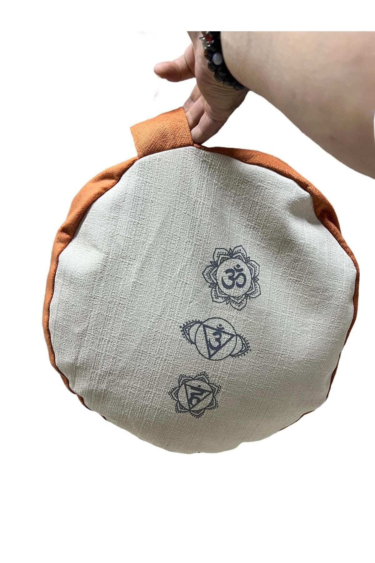 مت یوگا نارنجی کوسن مدیتیشن Zafu پر کردن گندم سیاه 100 ٪ پارچه خام طبیعی REMEGE