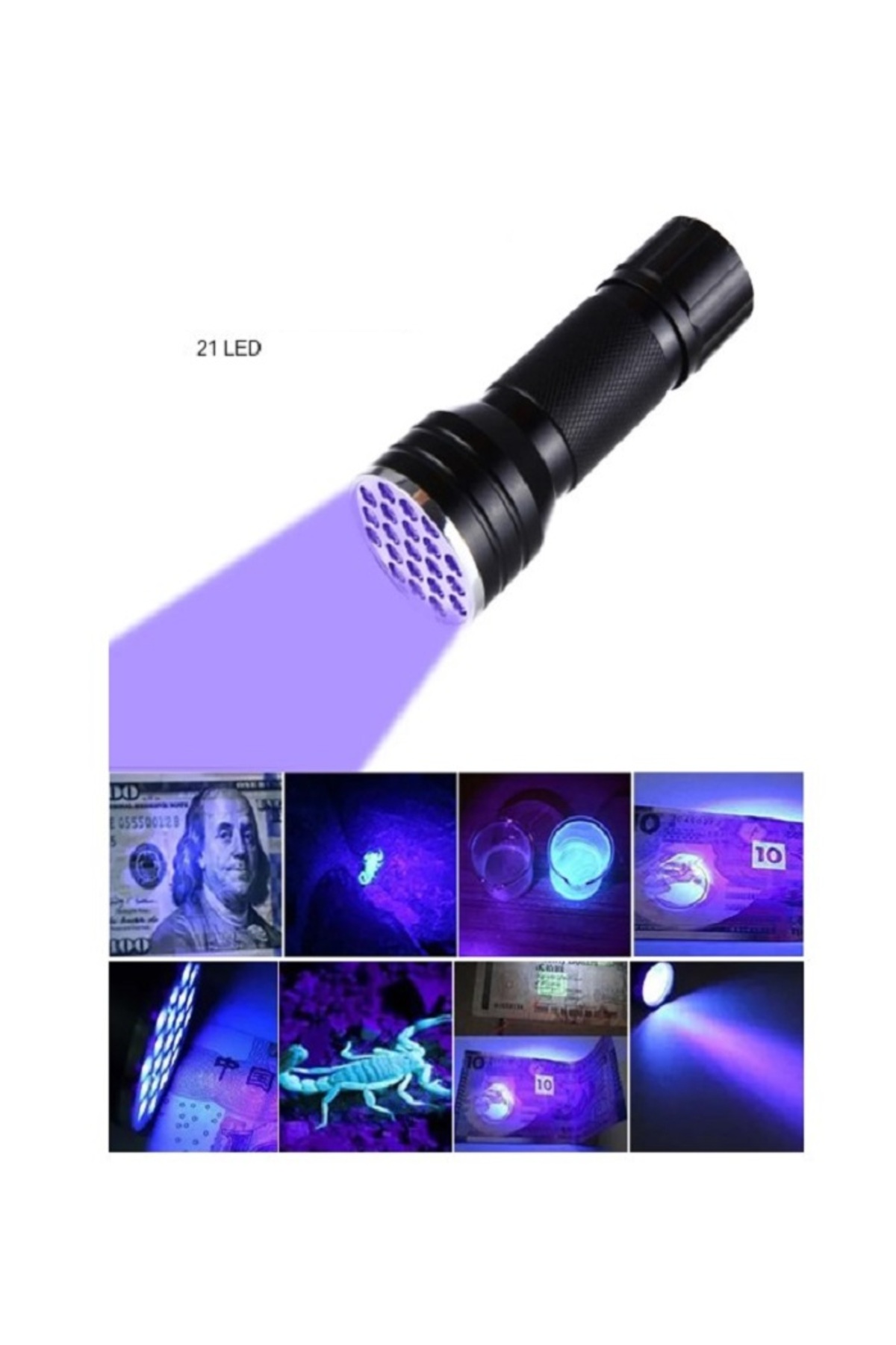 RICHIE 21 Ledli uv el feneri oje feneri kedi idrar tesbit feneri tesbih doğal taş feneri