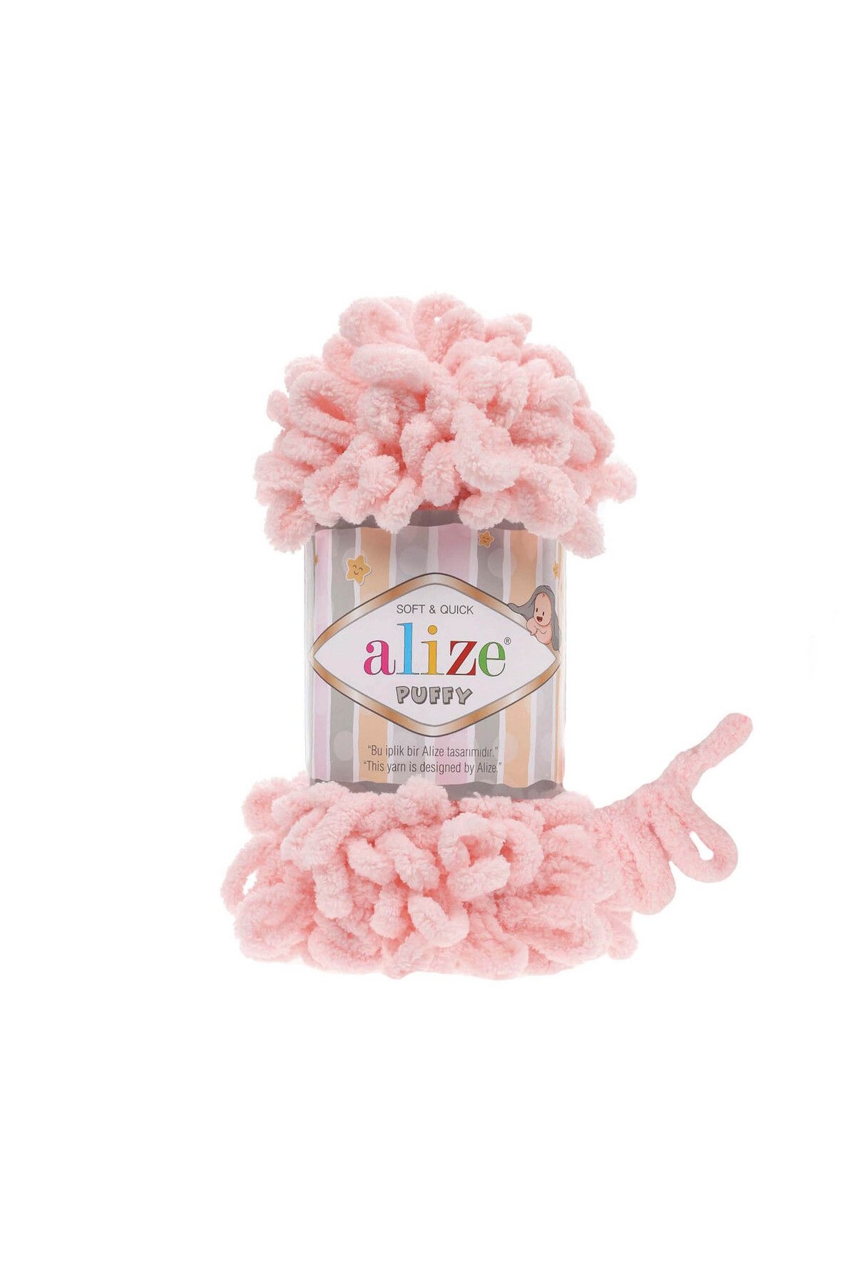 Alize 5 Bucăți Alize Puffy 340 Roz Pudra - One Size