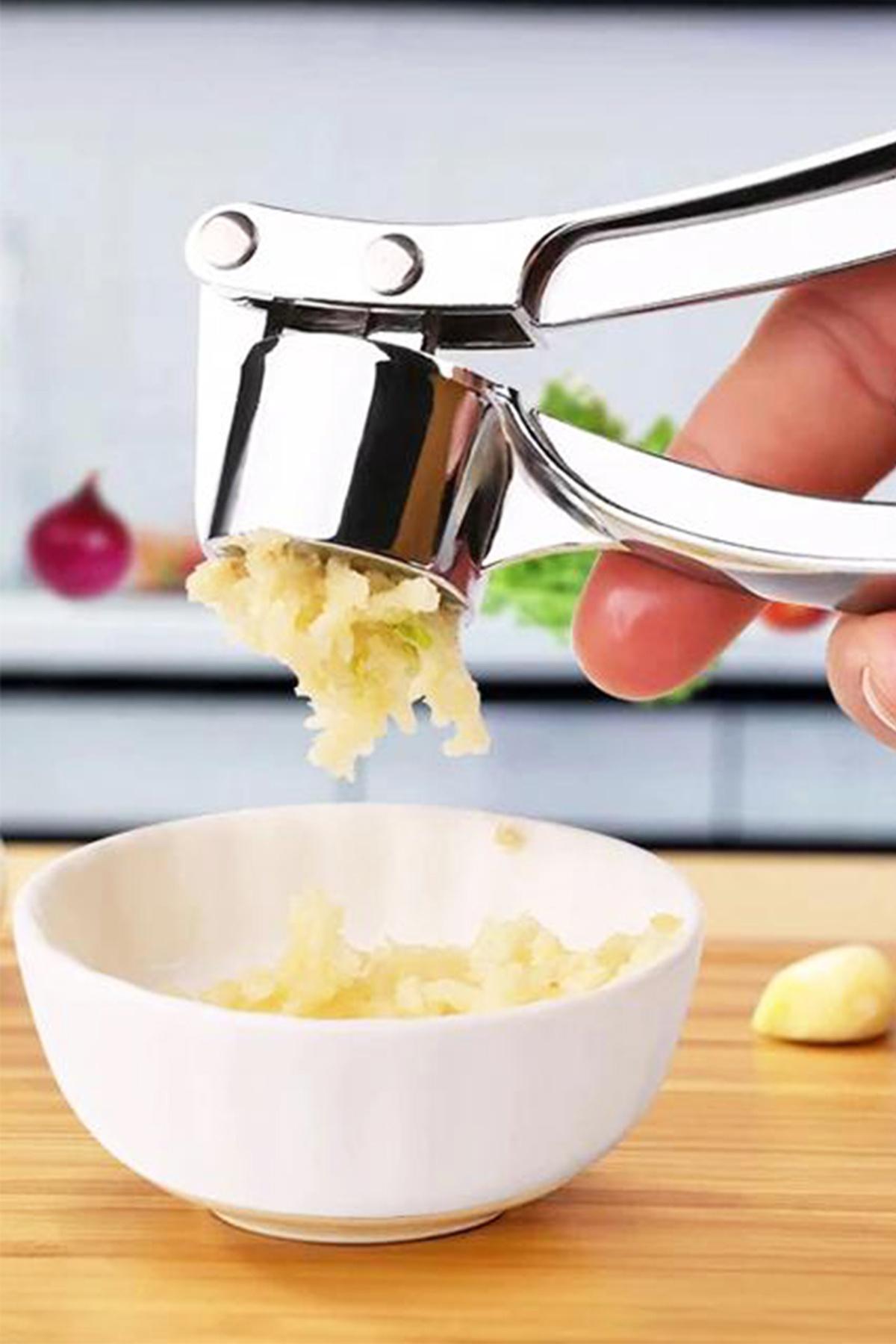 Factorial Hazneli Çelik Pratik Sarımsak Zencefil Ezici Paslanmaz Çelik Mutfak Gereçleri Masterchef Mutfak