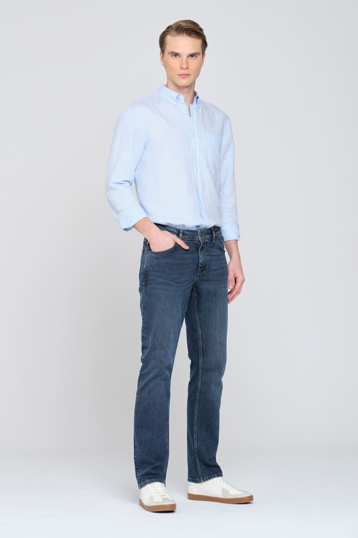 Navy Blue Regular Straight Men's Jean Pants