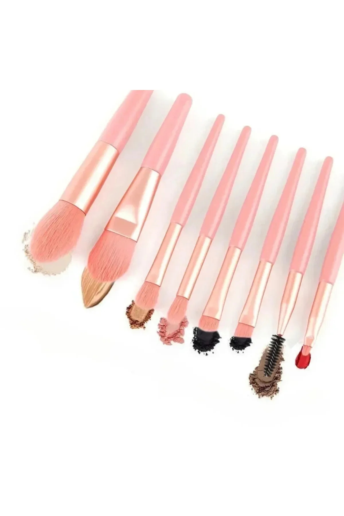 H&E LUXURY DESIGN Σετ πινέλου μακιγιάζ 12cm - Φορητό με 8 δερμάτινες τσάντες