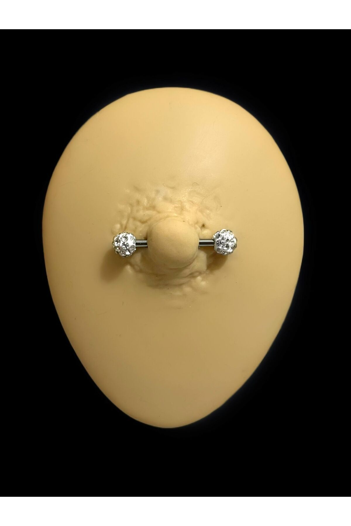 cerrahi çelik kristal taşlı nipple meme ucu piercingi