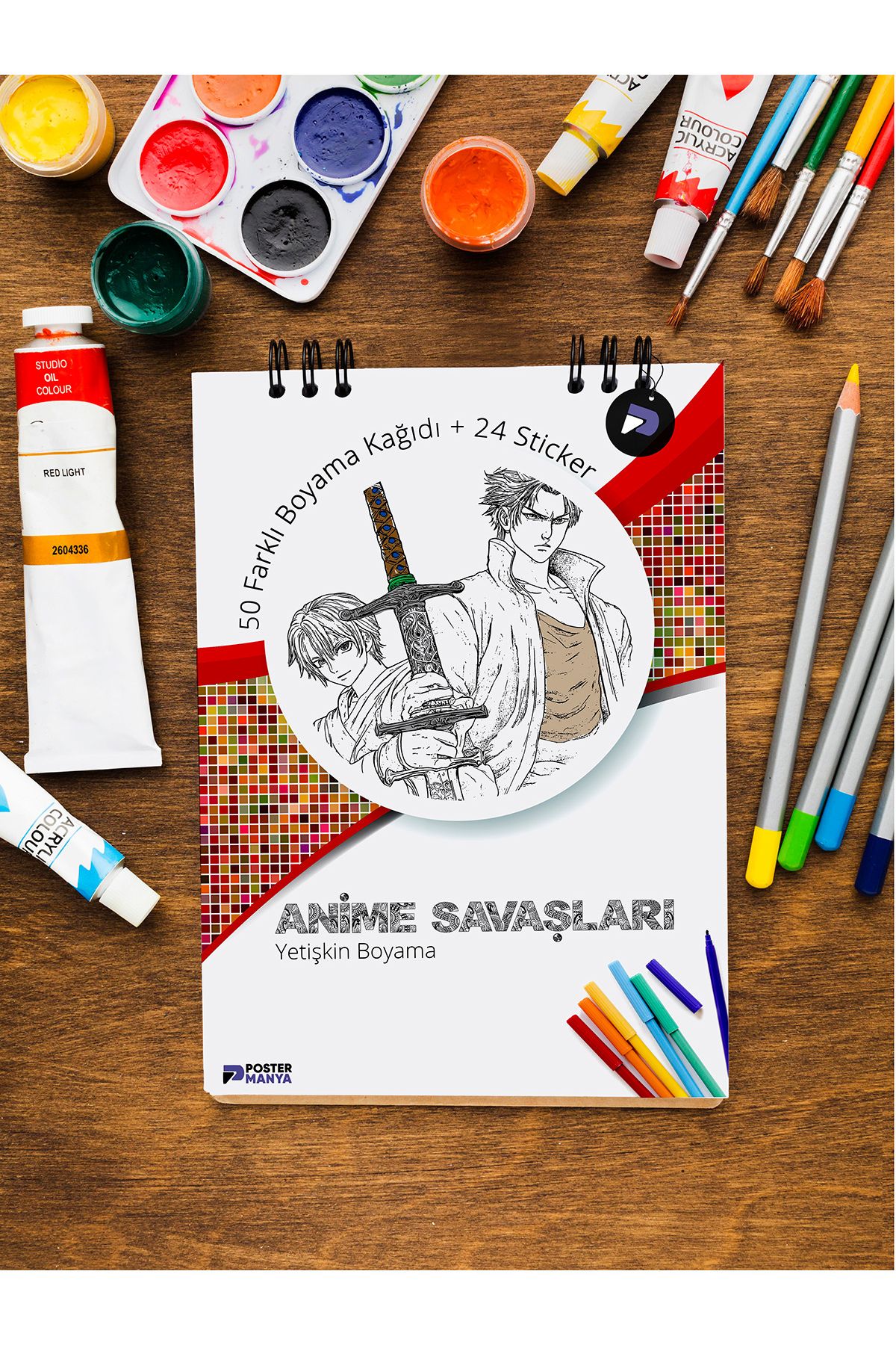 Postermanya Anime Savaşları Manga Yetişkin Boyama Kitabı, Anime Mandala Boyama Kitabı, Boyama Defteri, Sayfaları