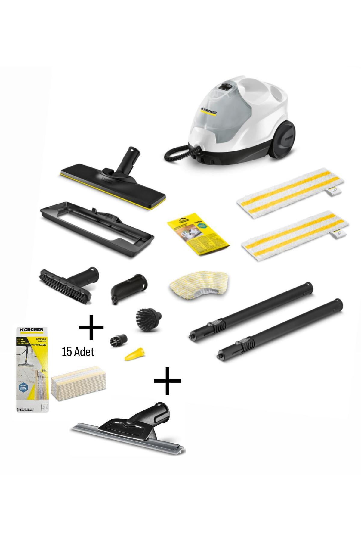 Karcher Sc 4 Easyfix Plus (EKSTRALI) + Cam Temizleme Aparatı + 15 Adet Mikrofiber Bez