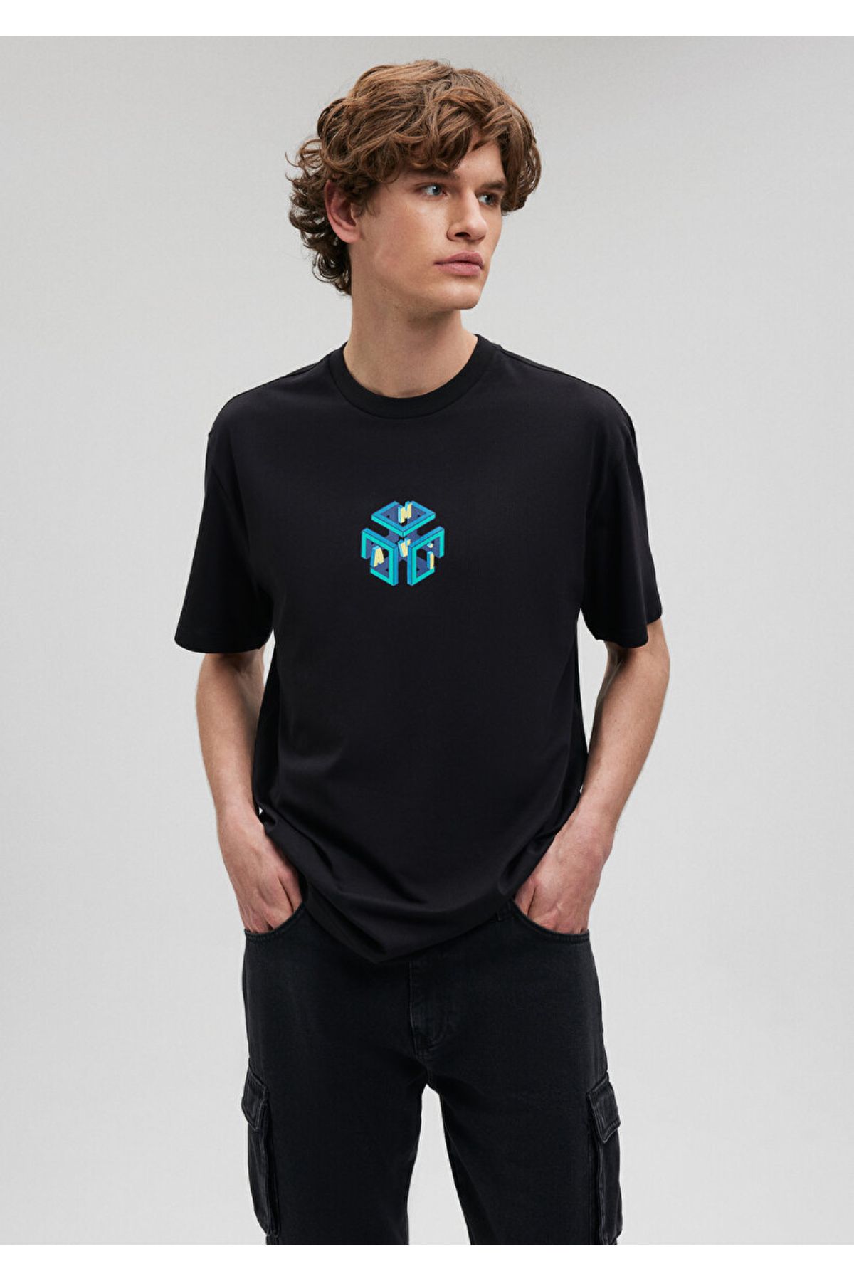 Mavi پیراهن سیاه مردانه چاپ شده M0612108-900