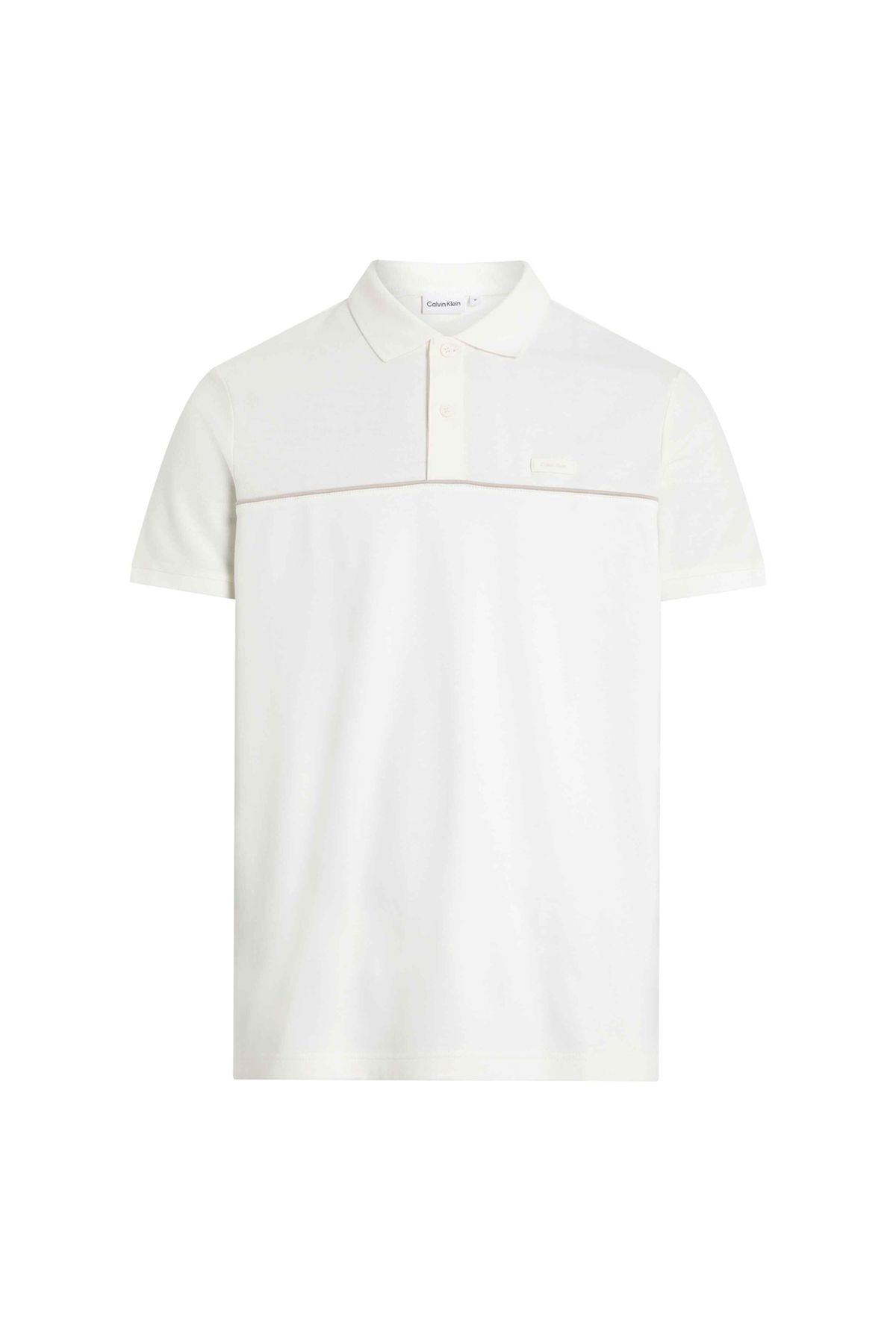 تی شرت یقه پولو سفید مردانه Polo K10K112462YAH Calvin Klein