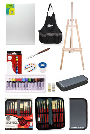 GLANCE Daler Rowney Simply Yağlı Boya 12 Renk X 12 Ml 10`lu Çantalı Fırça Pro...