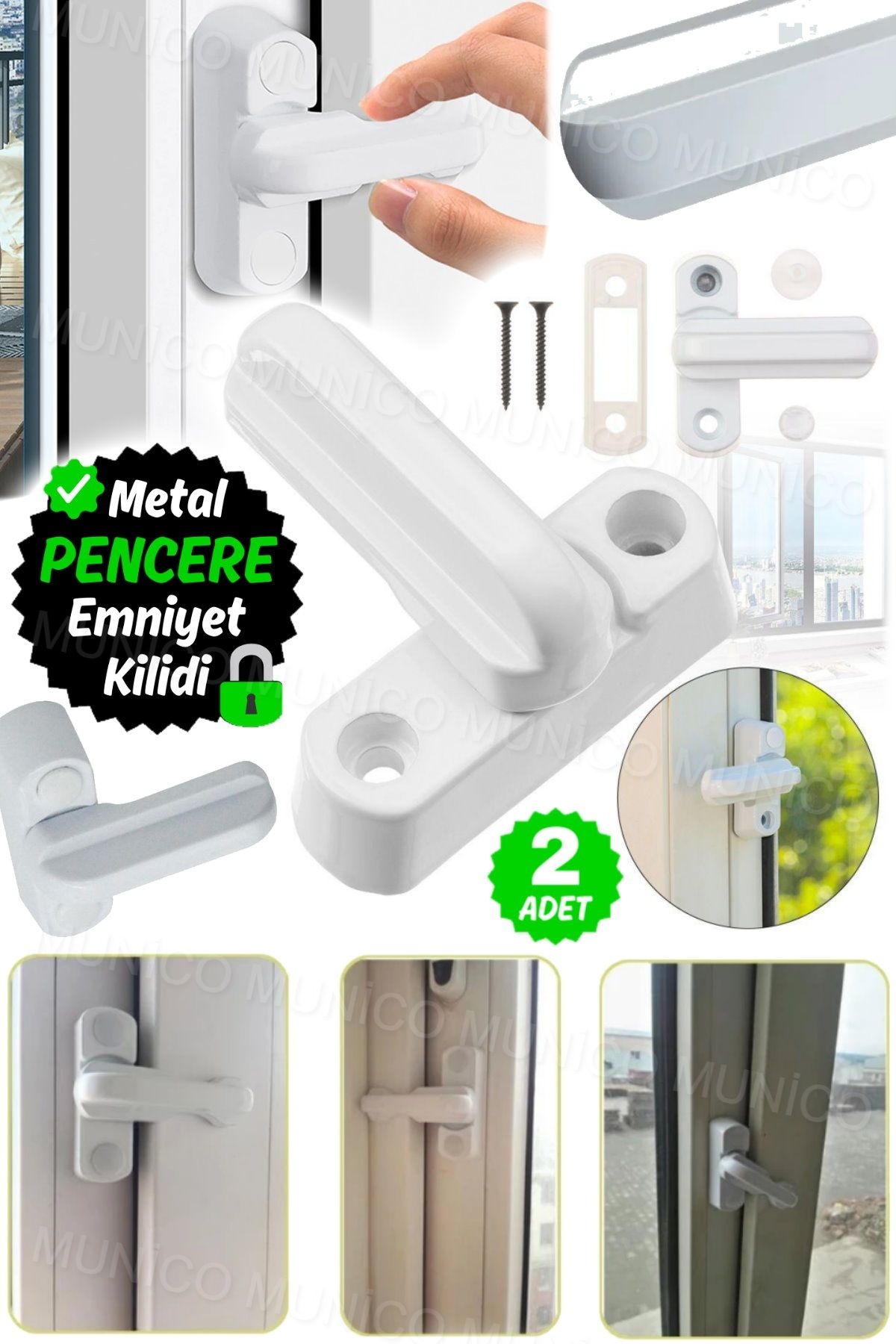 Munico-2 Pieces PVC Lock Screws - Thick Door and Window Design, Compatible with All Windows 6