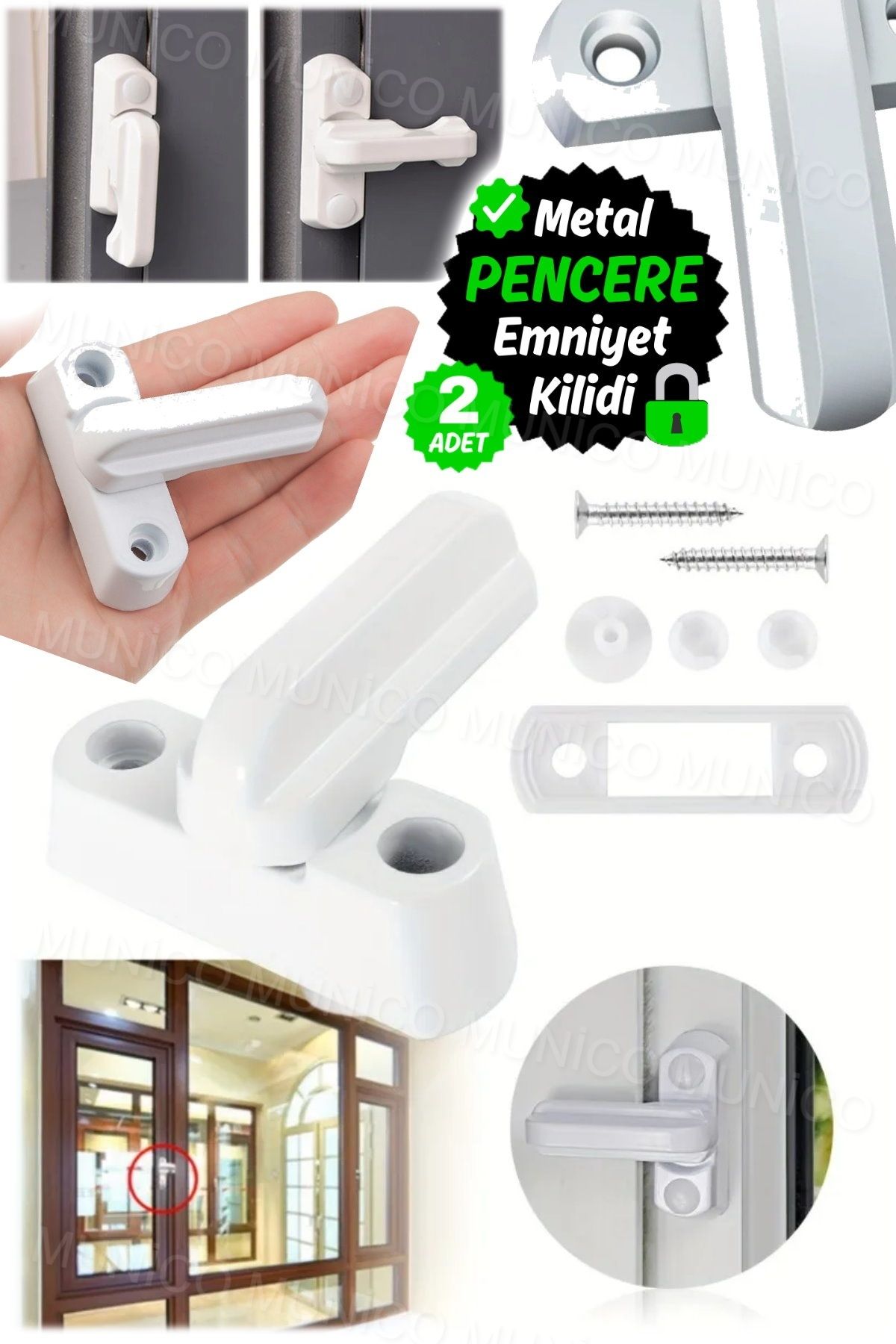 Munico-2 Pieces PVC Lock Screws - Thick Door and Window Design, Compatible with All Windows 5