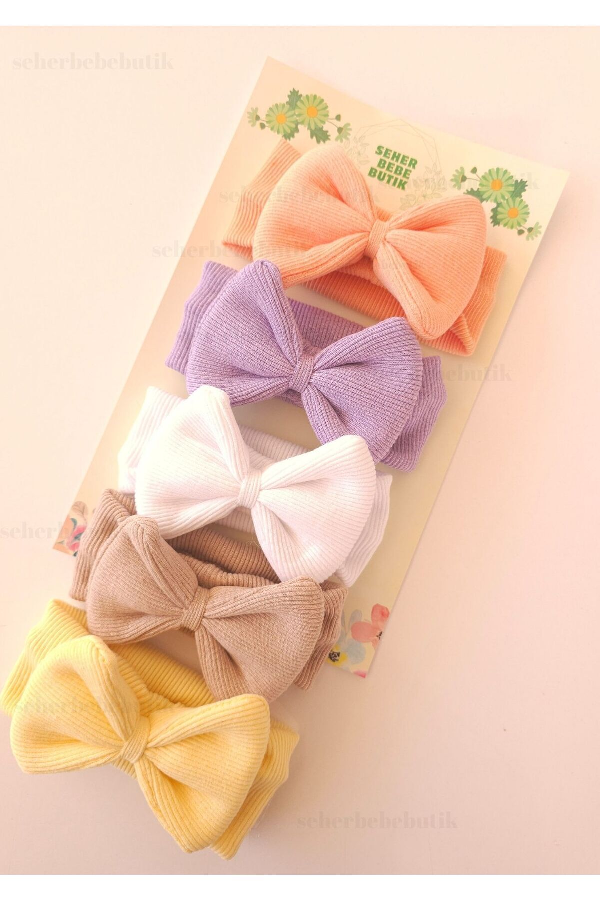 SeherBebeButik Kız Bebek & Çocuk Fiyonklu Bandana Set - Yumuşak- Esnek