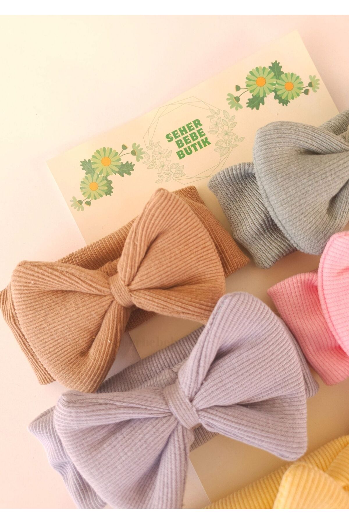 Kız Bebek & Çocuk Fiyonklu Bandana Set - Yumuşak- Esnek 3