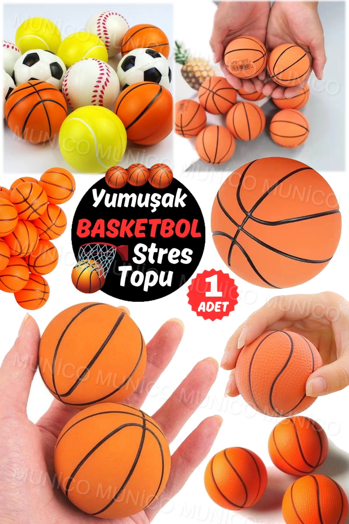 Munico Basketbol Mini Top Fizyoterapist Parmak Kuvvetlendirici Egzersiz Spor Aleti Yumuşak Elastik No Stres