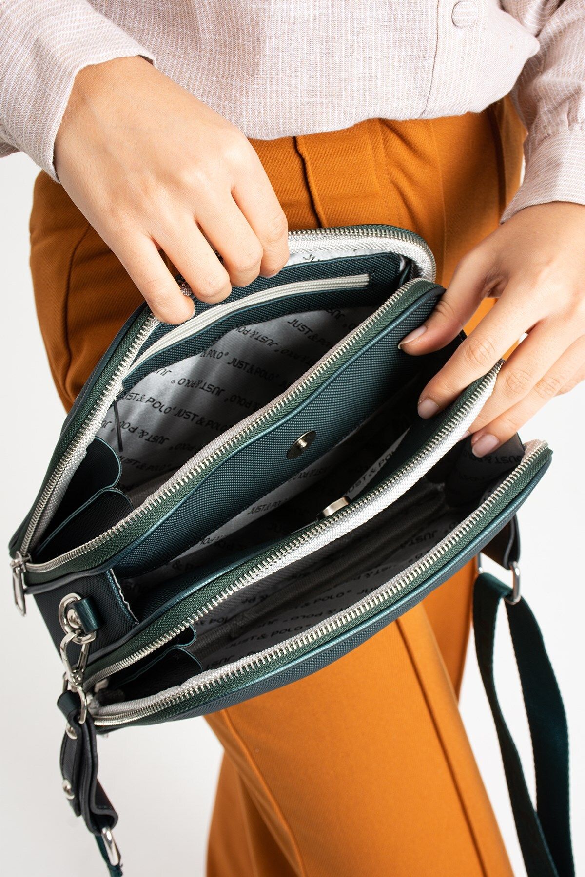 Just Polo Omuz ve Çapraz Askılı Çanta - Yeşil