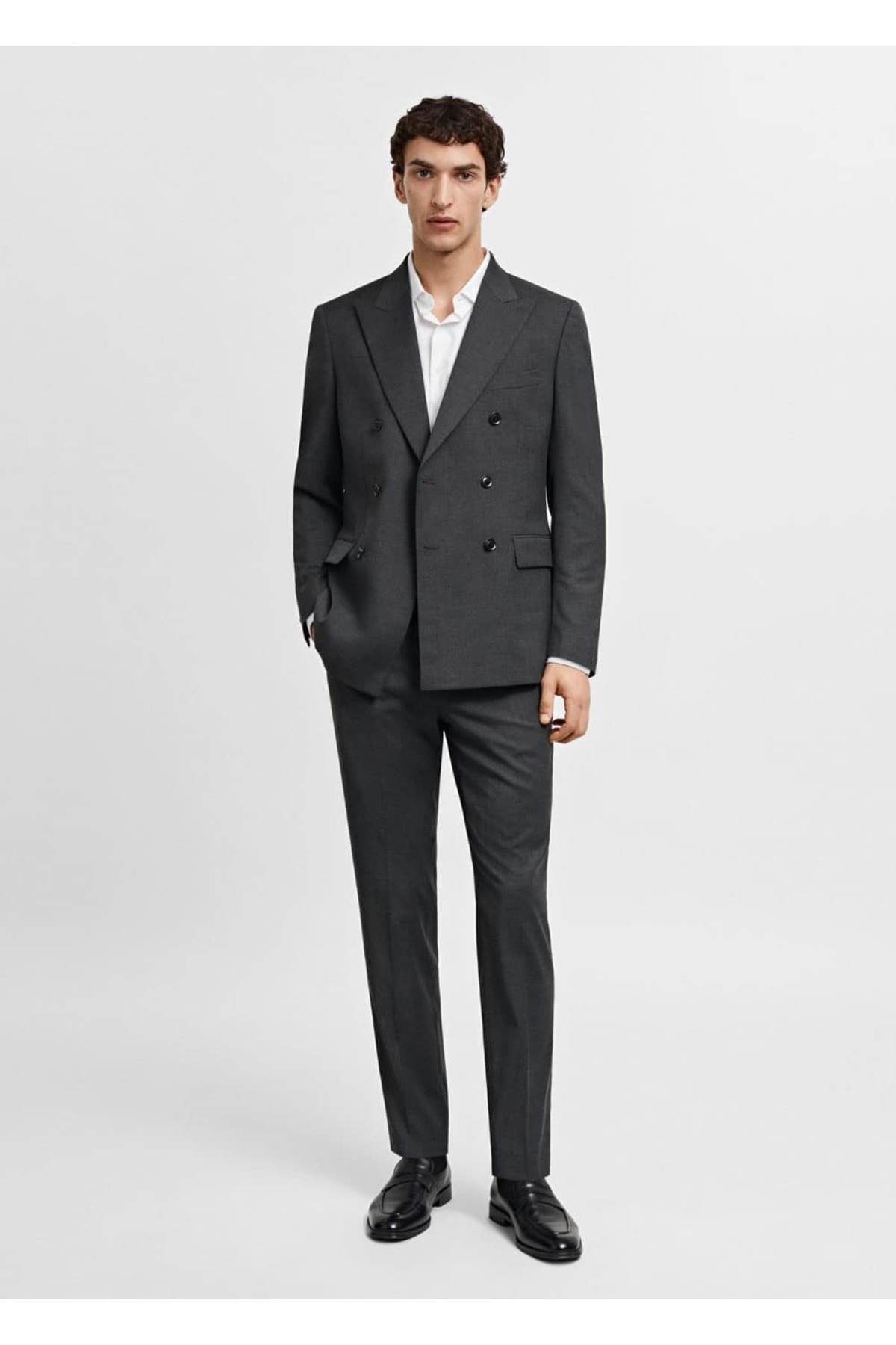 شلوار مردانه خاکستری منگوMANGO Man | 67000646 اورجینال - تصویر 2