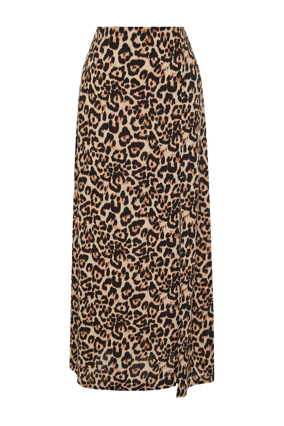 Trendyol Collection-Leopard Patterned Viscose Maxi Skirt - Multi-Colored with Slit Detail TWOSS24ET00205 7