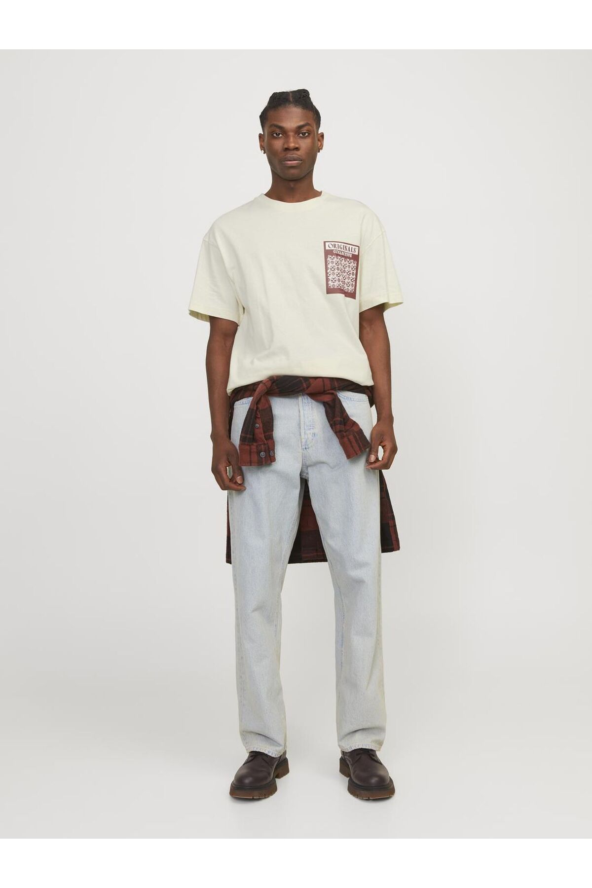 تی شرت جک اند جونز مردانه 100% پنبه سفید بیسیک راسته Slim Fit/اسلیم فیت    بیسیک کژوال/روزمره | Jack & Jones 12256328 BA - تصویر 4