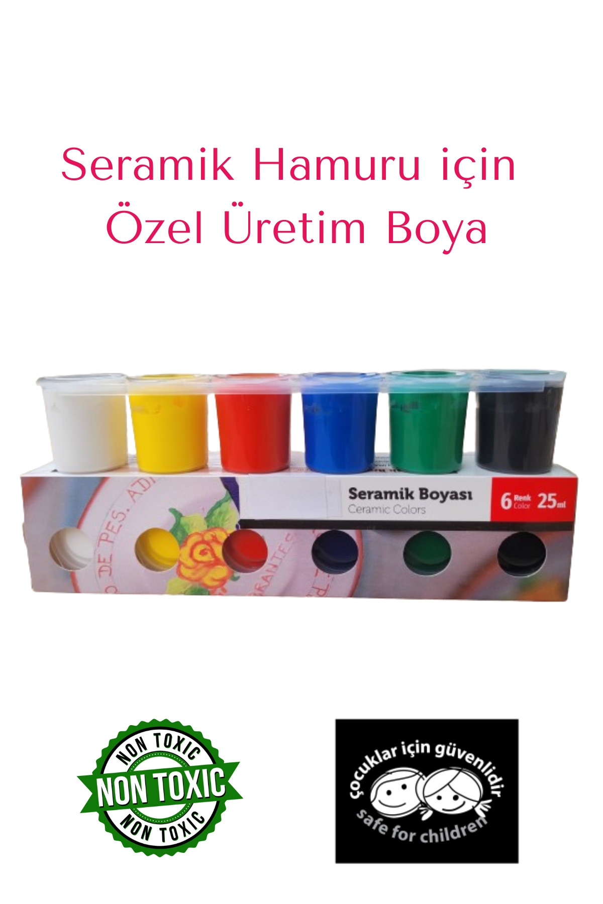 Doğal Seramik Hamuru Boyası, Kil Çamuru Boyası, ceramic colors, 6 renk 25er ml