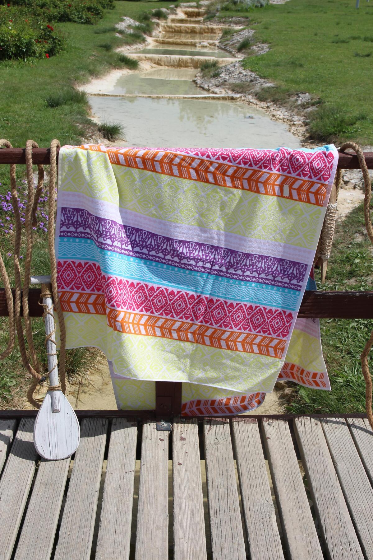 100% Cotton Outlet 90x180 cm Patterned Beach Towel Set