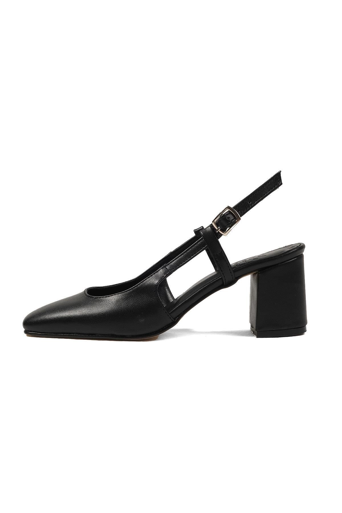 Mio Gusto-Belinda Damen-Schuhe mit Absatz, offener Rücken, stumpfe Zehenpartie, Schwarz 6