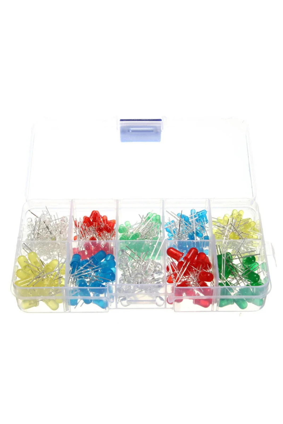 Ponemio 100 Adet 5mm Led Seti Kutulu 5 Renk Elektronik Işık Kaynağı Lamba Gösterge Uyarı Sinyali Direnç