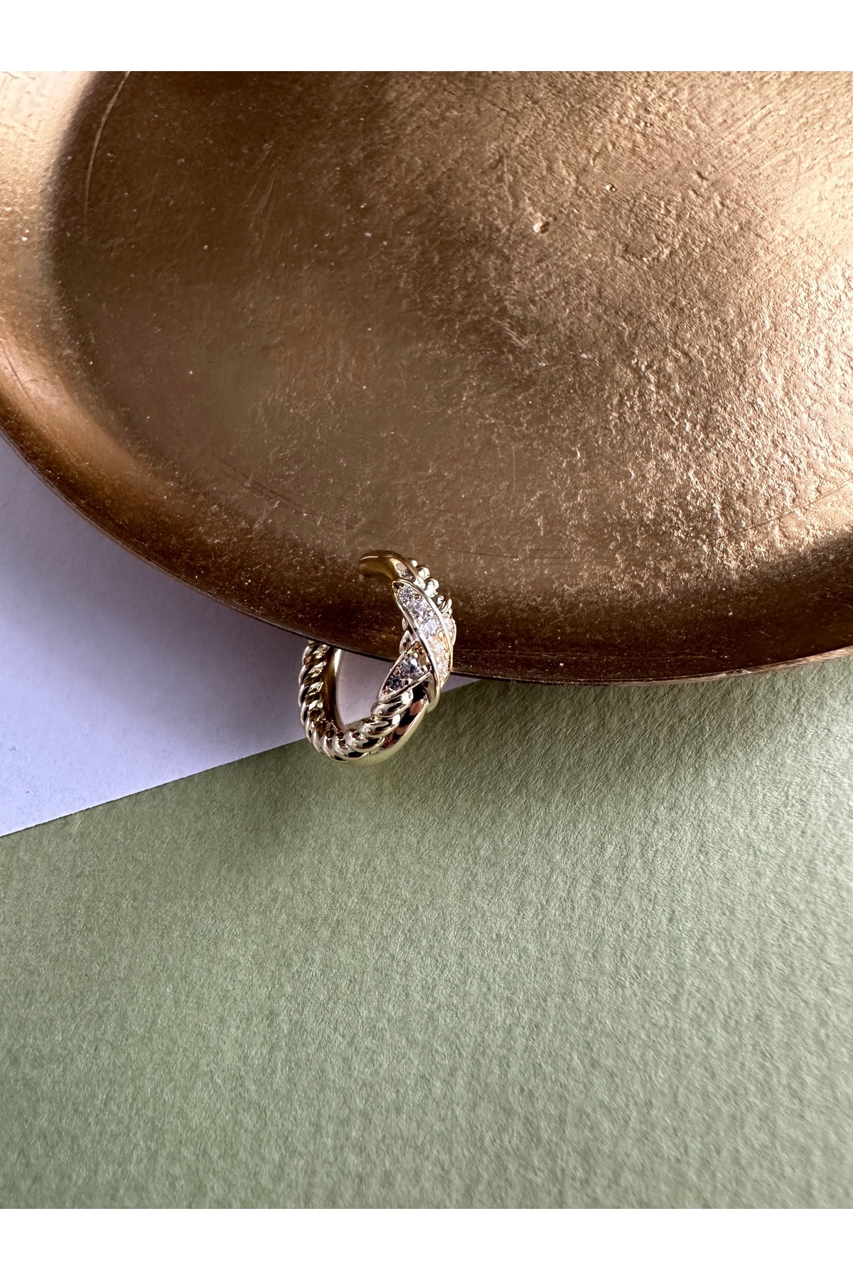 Gold Zirkon Taşlı X Model Kıkırdak Küpe Earcuff 2