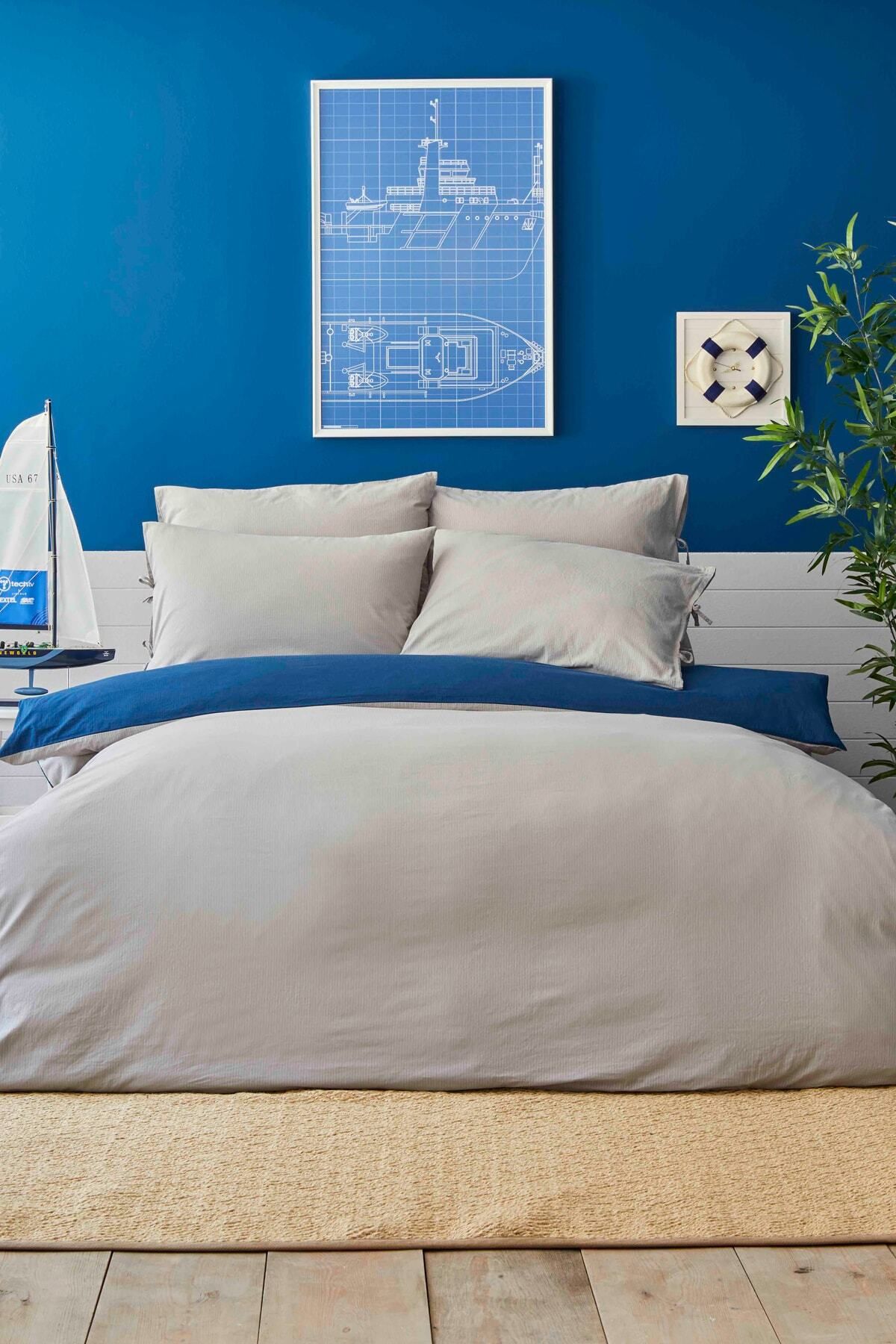 Nautica Home-Set de perne pentru husă de pilotă dublă dublă Pruva Gri Bleumarin 2