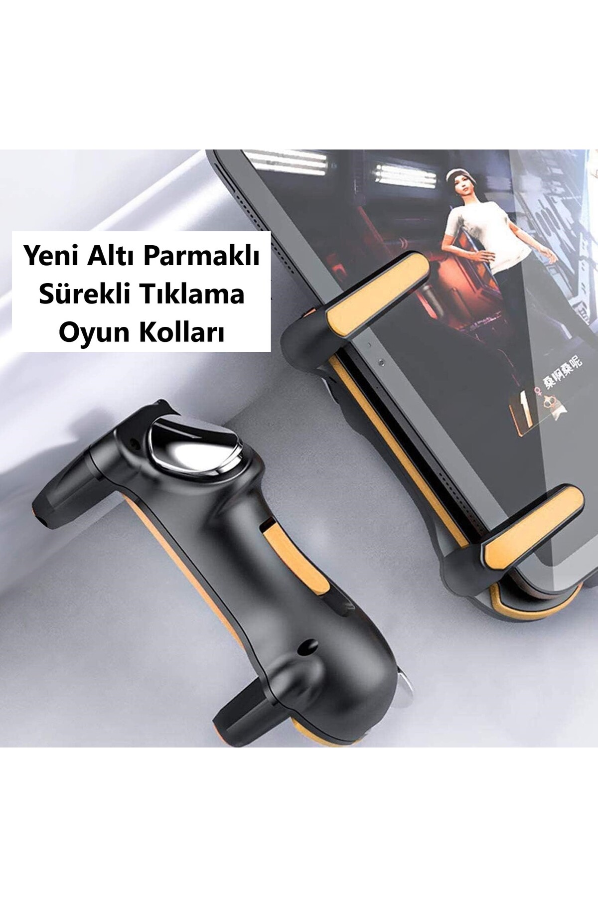 Tablet Ipad Için Pubg-fortnite Oyun Kolu Sürekli Ateş Tetik 6 Parmak Mekanik Metal Tuş Şarjlı 3