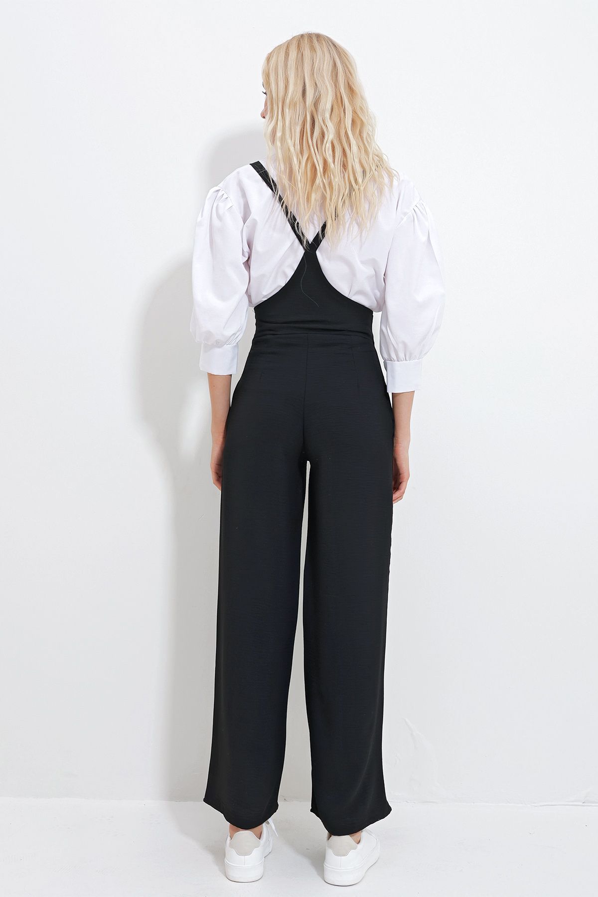 Trend Alaçatı Stili-Dámsky čierny nastaviteľný popruh Skrytý zips Dvojité vrecko Salopet ALC-X11979 4