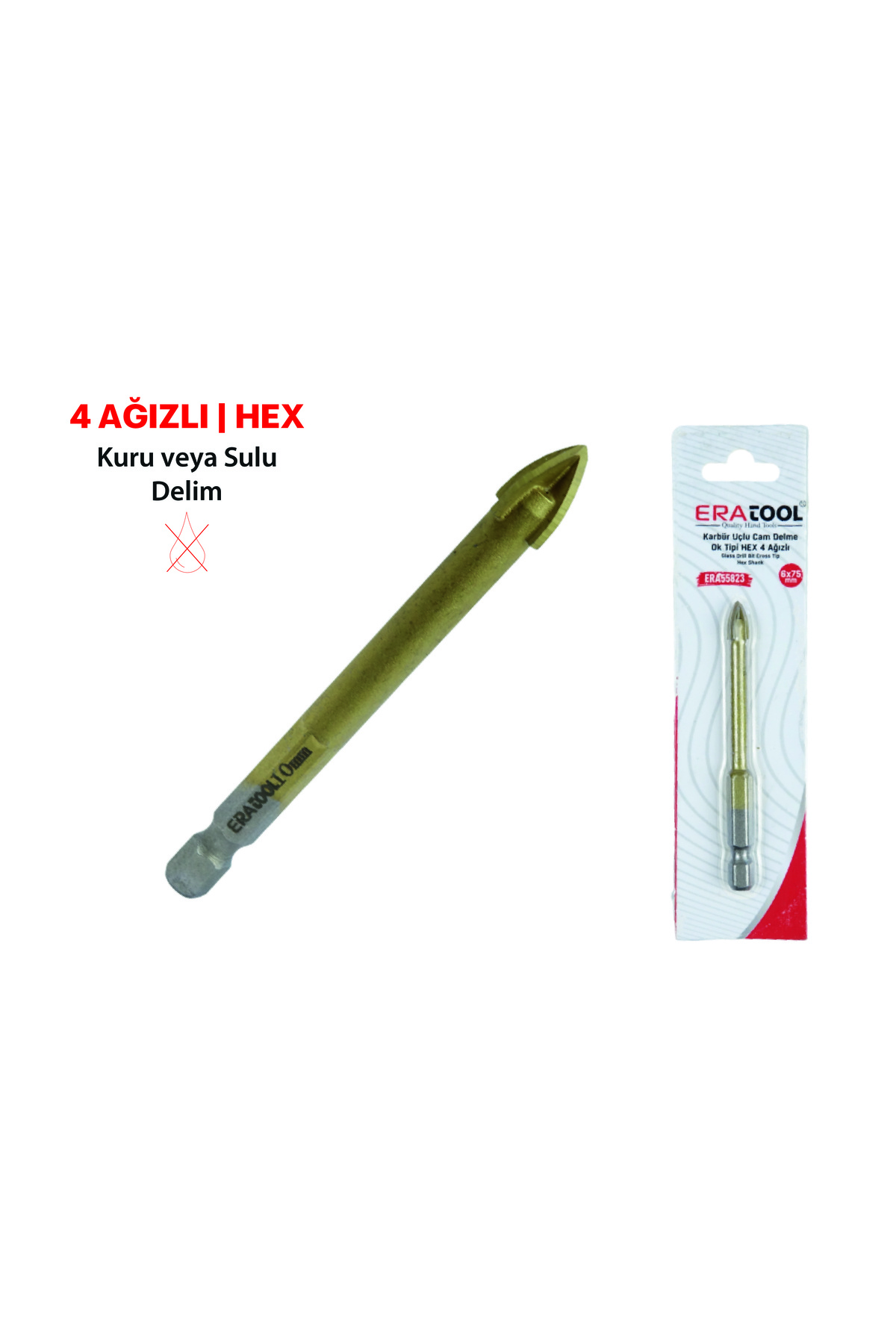 Eratool ELMAS CAM DELME OK TİPİ 4 AĞIZLI HEX 10*85MM ERA55826 ERATOOL