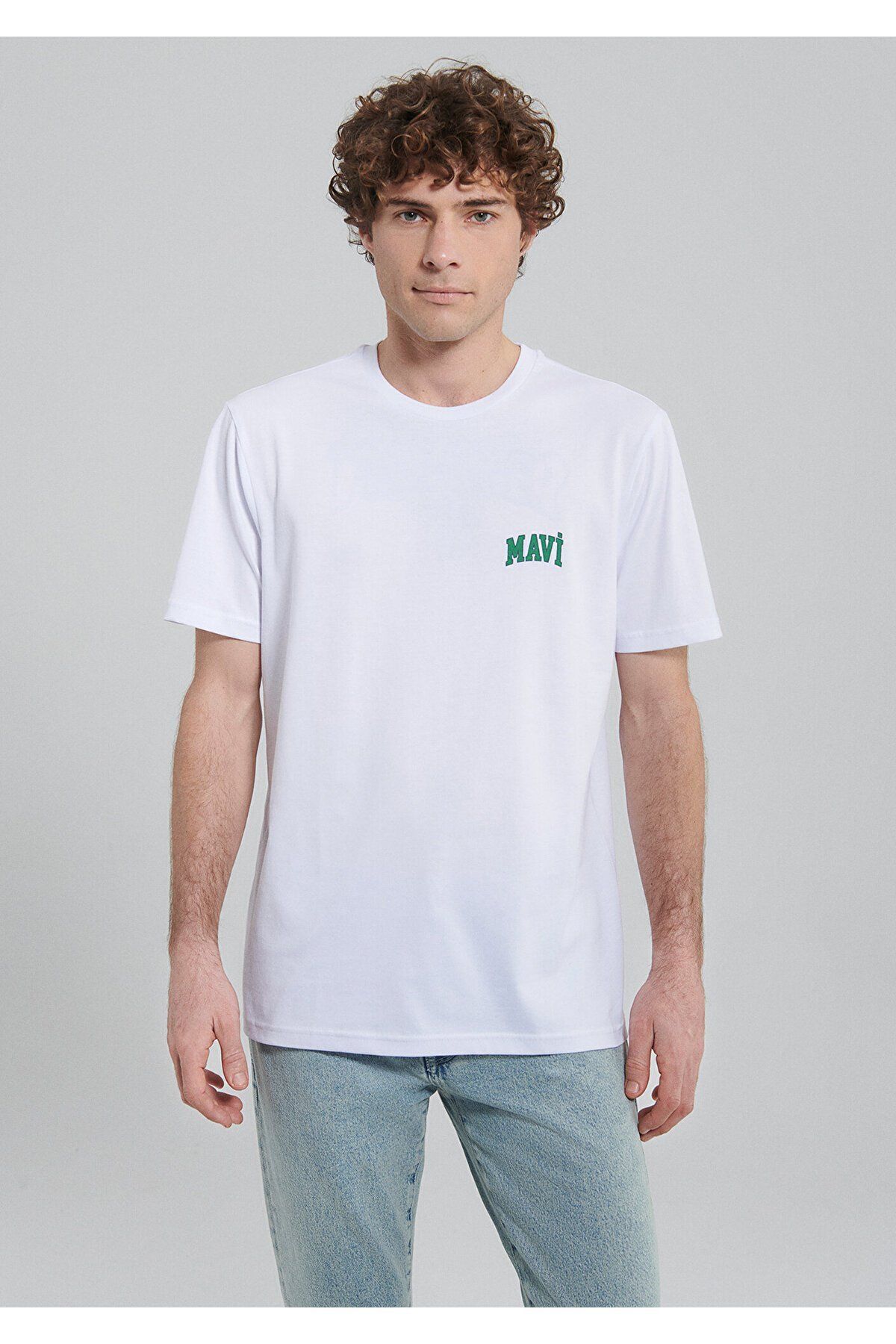 Mavi آرم مردان آبی تی شرت سفید چاپ شده 0611714-620