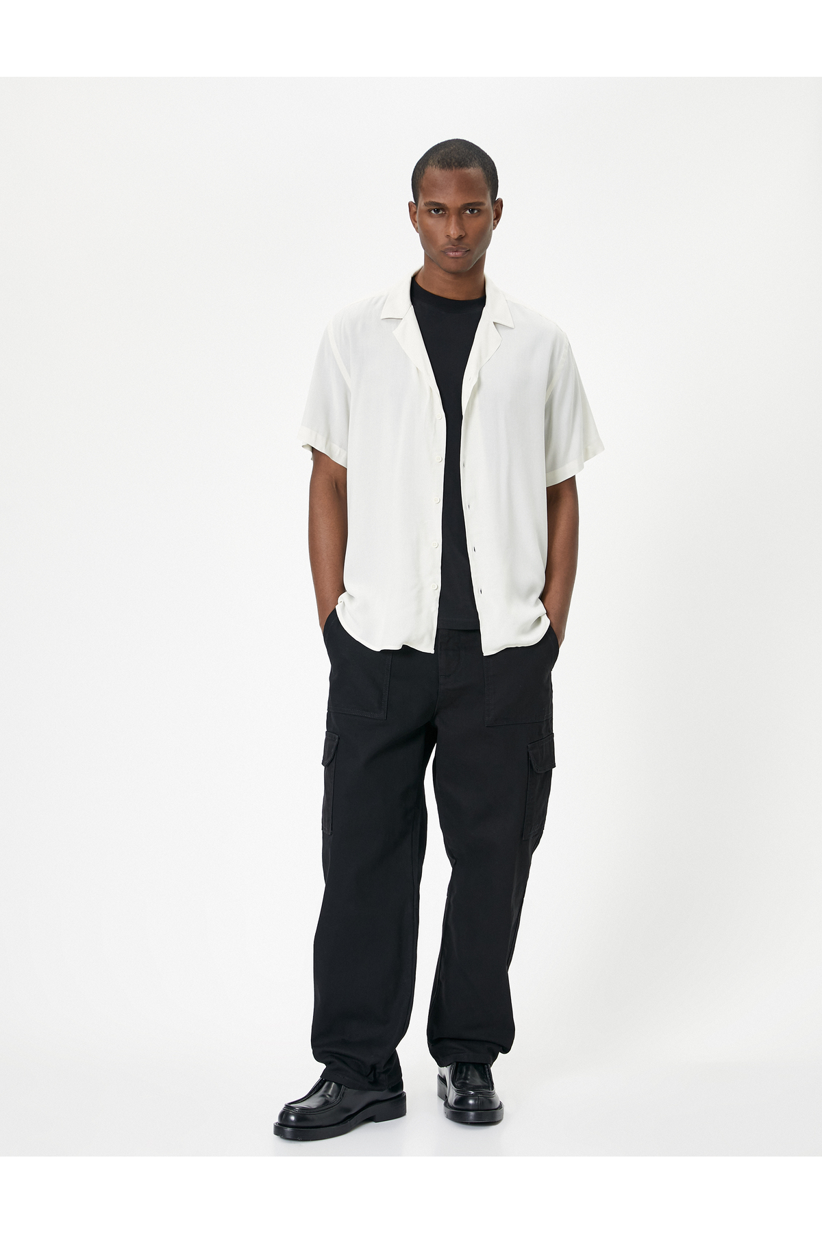 پیراهن تابستانی آستین کوتاه پارچه ویسکوز یقه رو به پایین