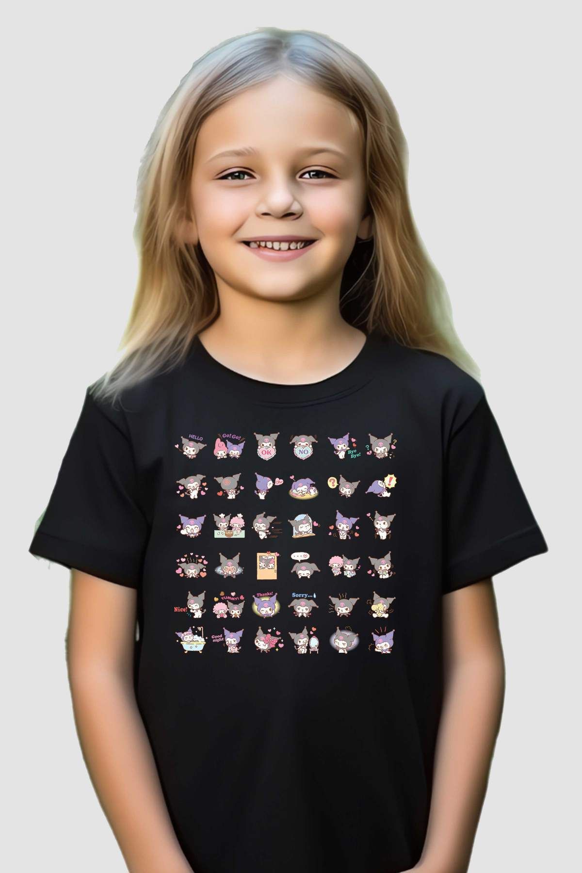 Alfa Tshirt Μαύρο T-shirt Kuromi Όλες Οι Εικόνες für Adult Unisex - 11–12 years