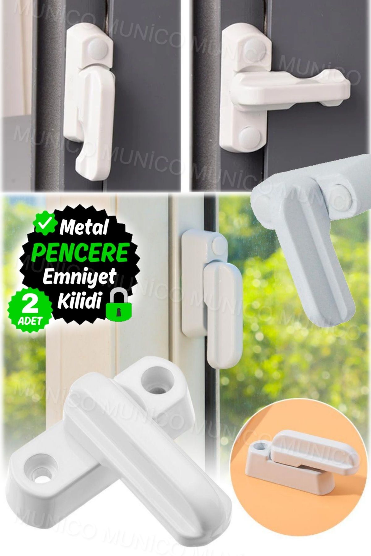 Munico-2 Pieces PVC Lock Screws - Thick Door and Window Design, Compatible with All Windows 2