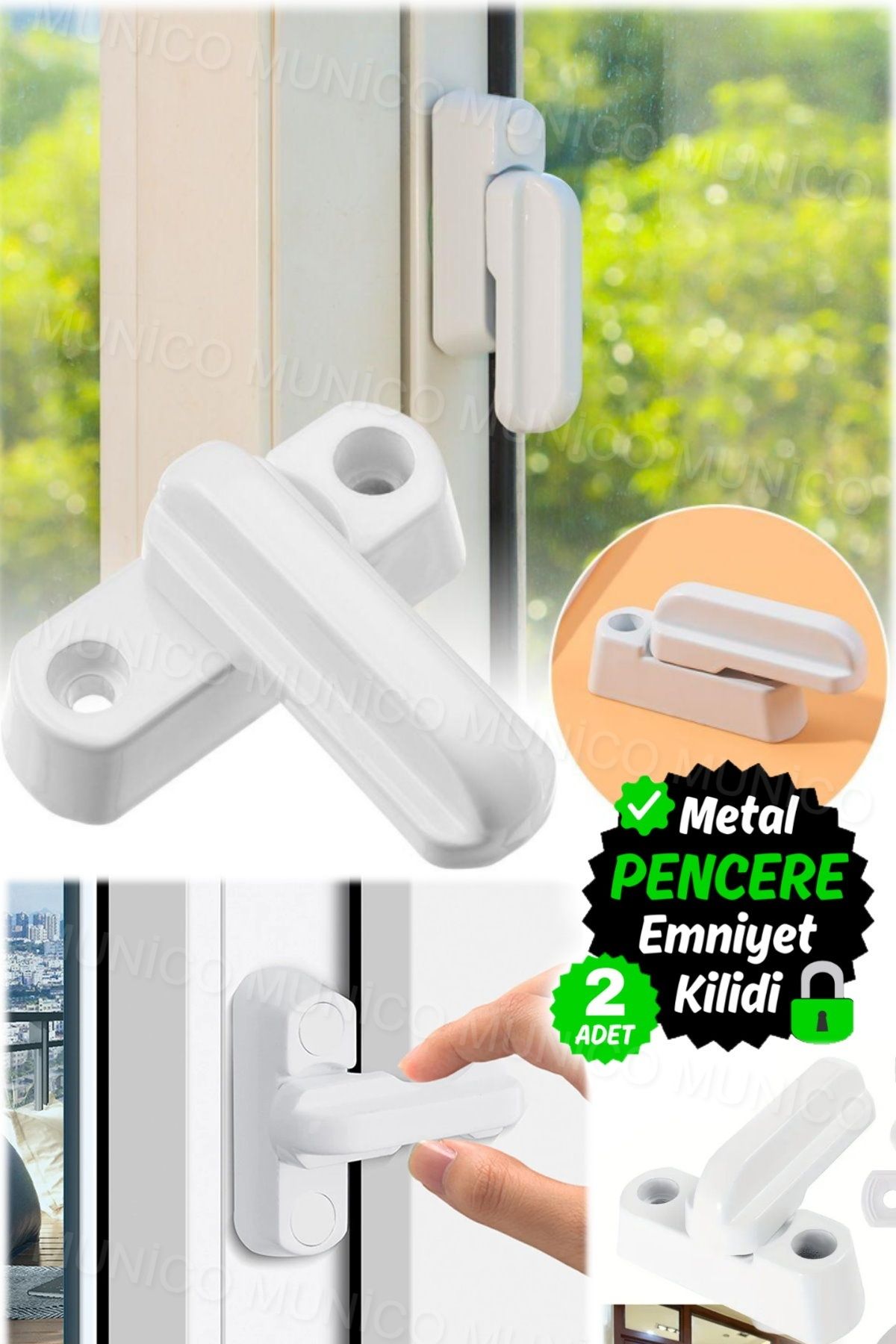 Munico-2 Pieces PVC Lock Screws - Thick Door and Window Design, Compatible with All Windows 7