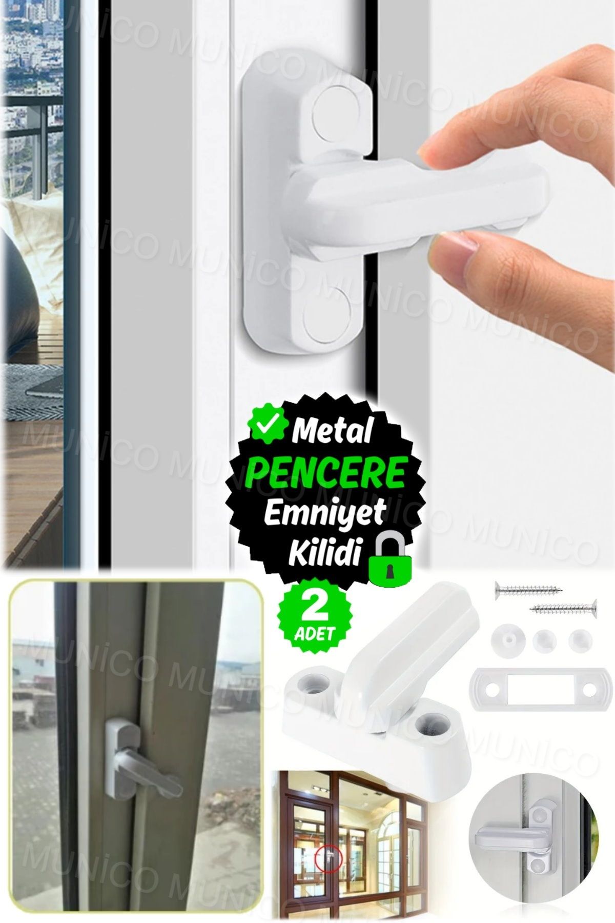 Munico-2 Pieces PVC Lock Screws - Thick Door and Window Design, Compatible with All Windows 3