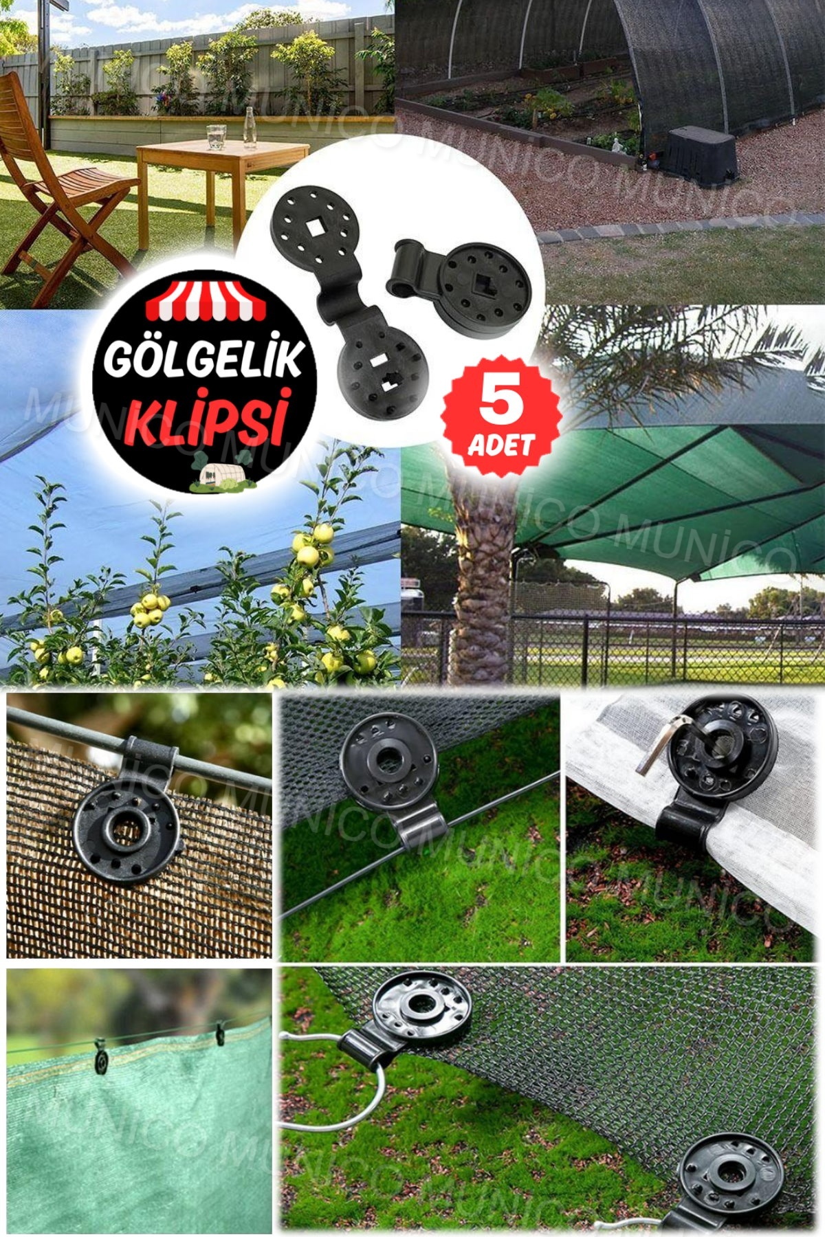 5 Adet Yeniden Kullanılabilir Gölge Bezi Klips Sera Sabitleme Kelepçesi Bahçe Ağları Kumaş Klipleri 3