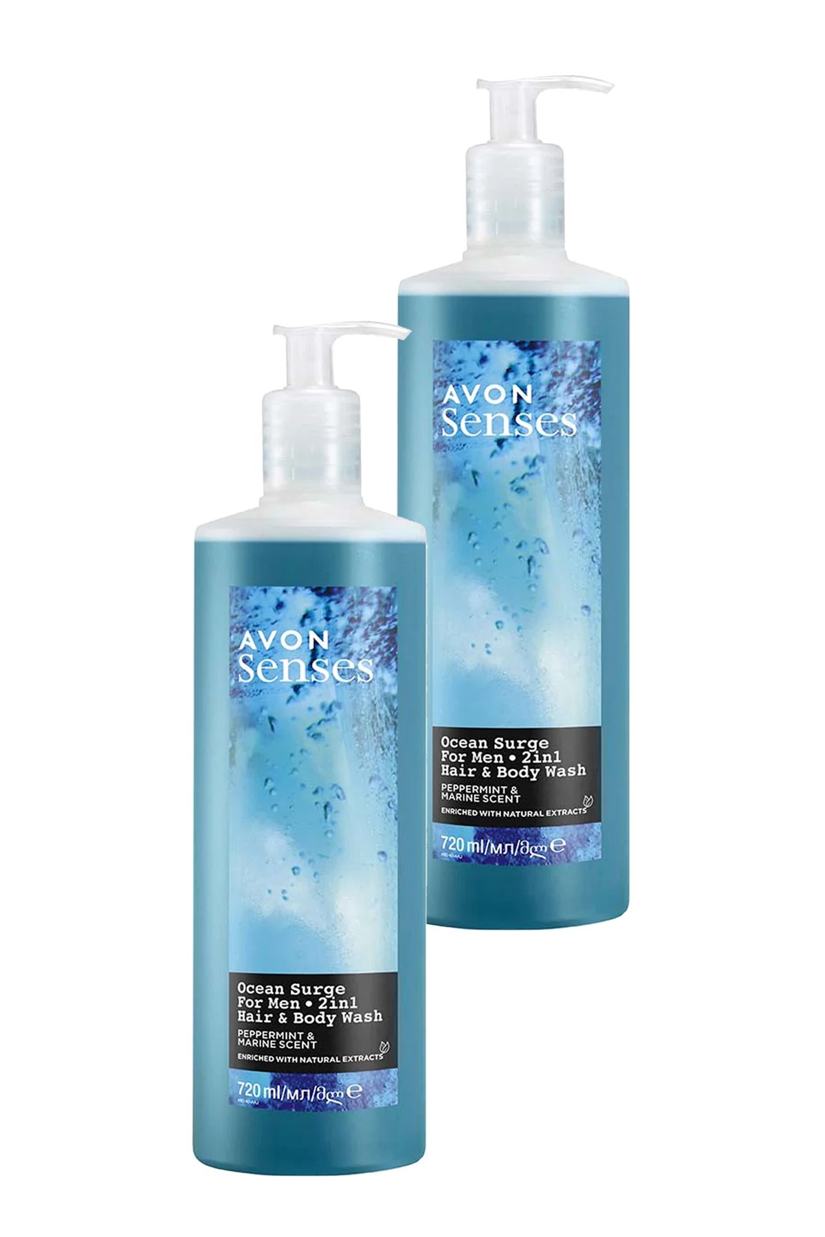 AVON Senses Ocean Surge Nane ve Deniz Kokulu Saç ve Vücut için Erkek Duş Jeli 720 Ml. İkili Set
