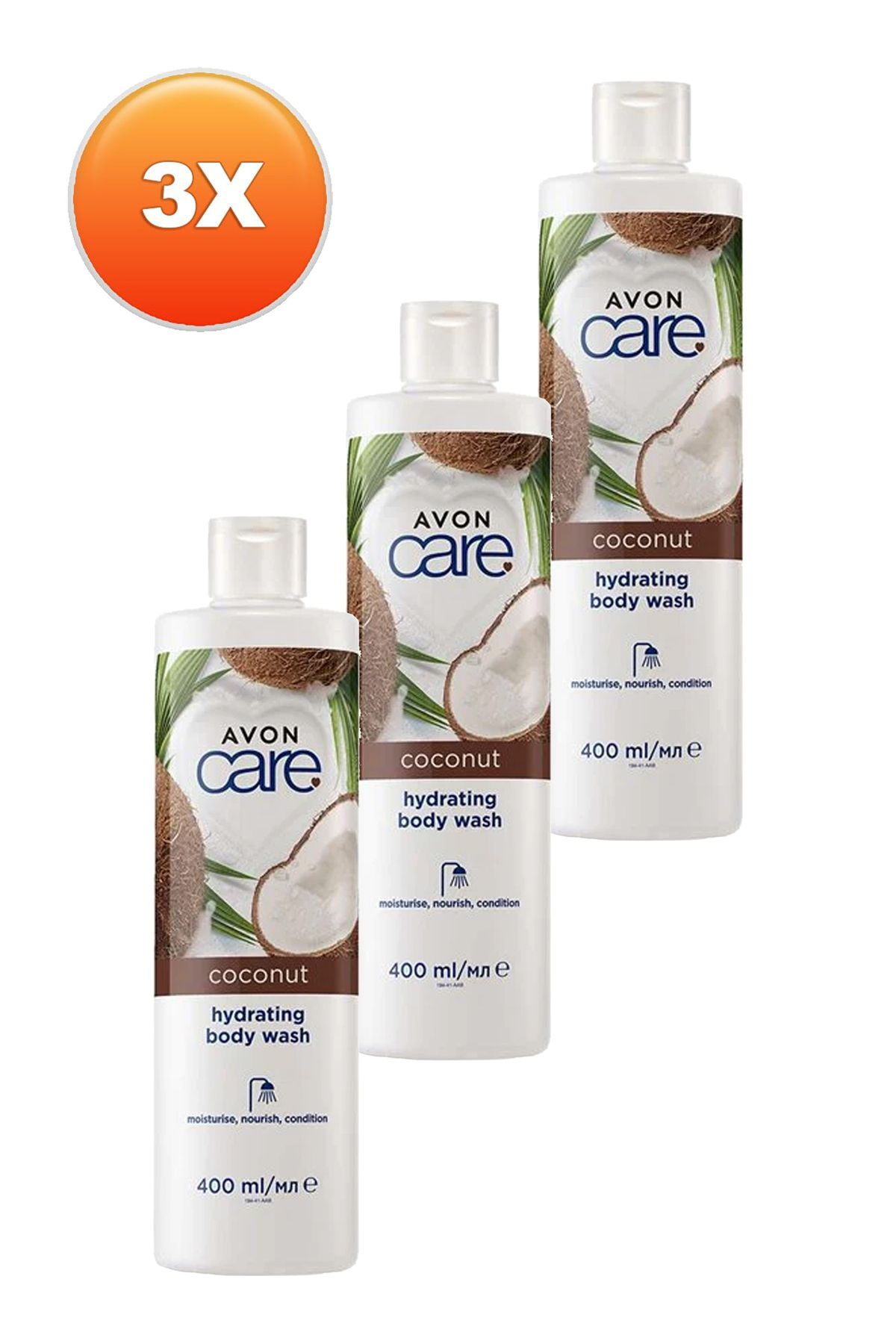 ژل دوش مرطوب کننده نارگیل Care 400 میلی لیتر. مجموعه سه تایی Avon