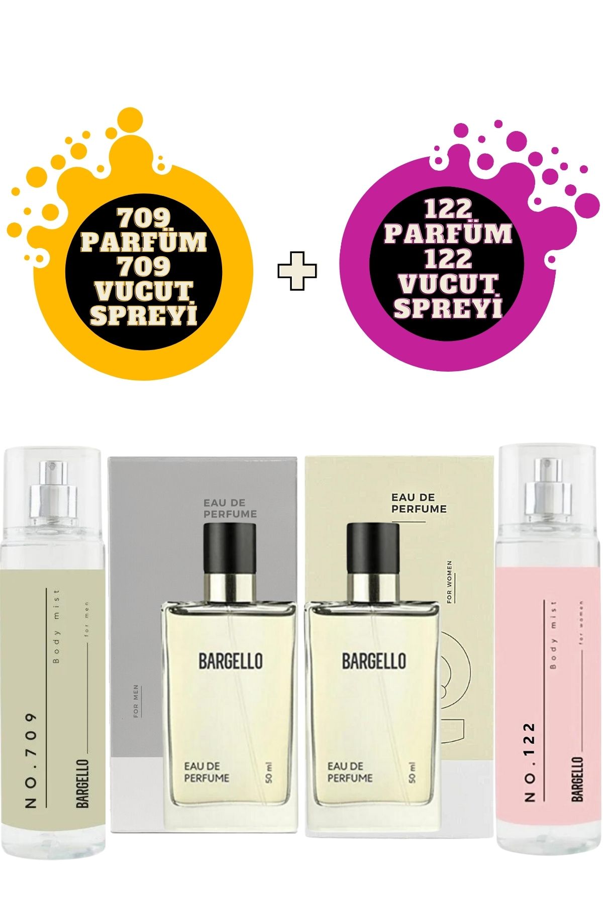 ست عطر و اسپری بدن 122 زن شرقی + 709 عطر مردانه شرقی Bargello