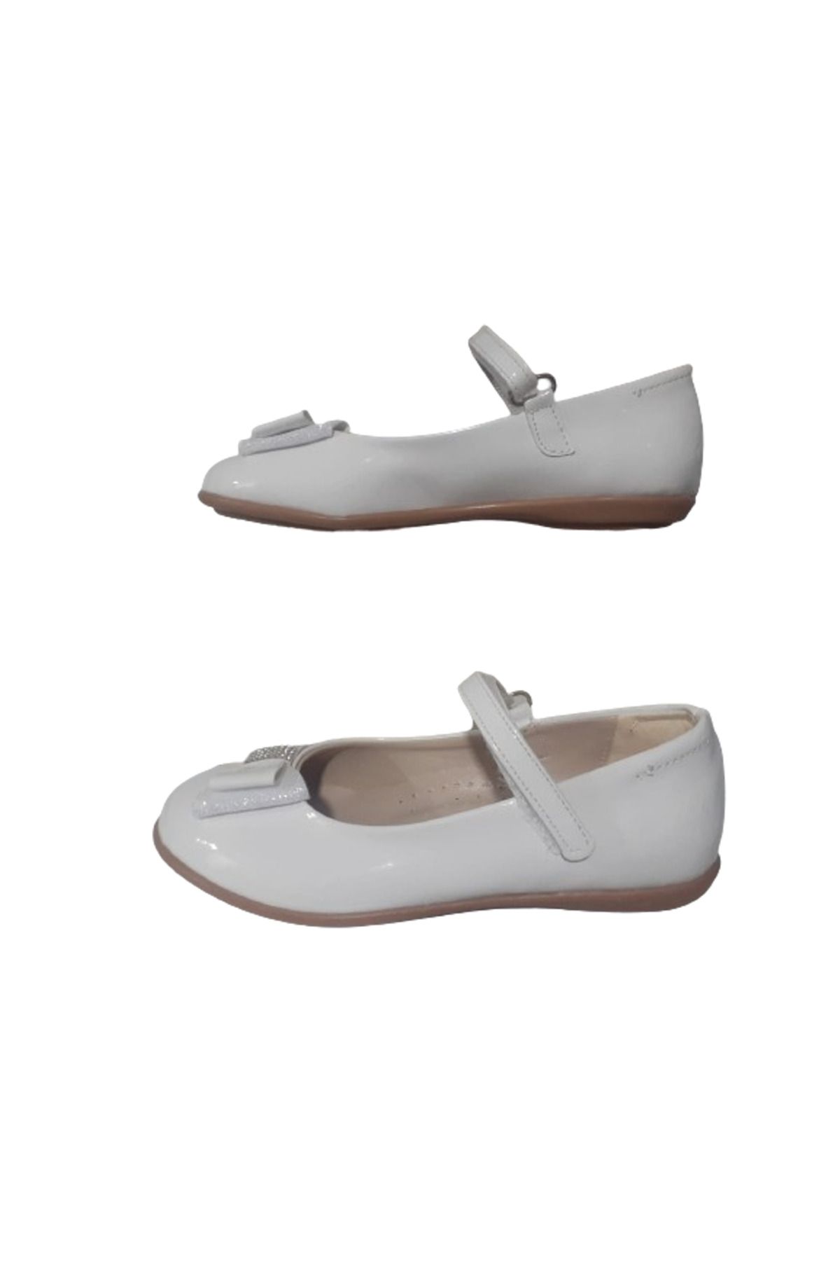 Anıl-Balerini albi pentru fete cu velcro - Pantofi stilați de zi cu zi AK65-889 4