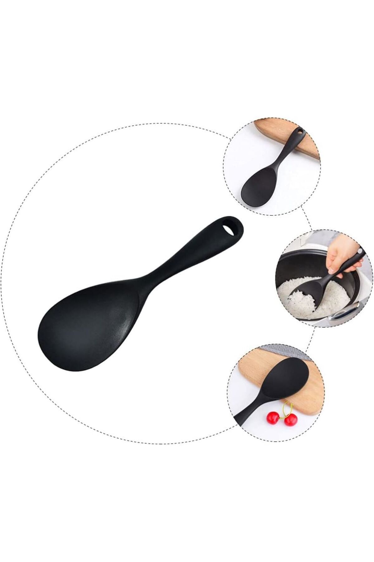 TARIK HOME-22.5 cm extra-hard tip silicone mixing spoon, rice spoon Fireproof Non-Stick pan not scratch 4