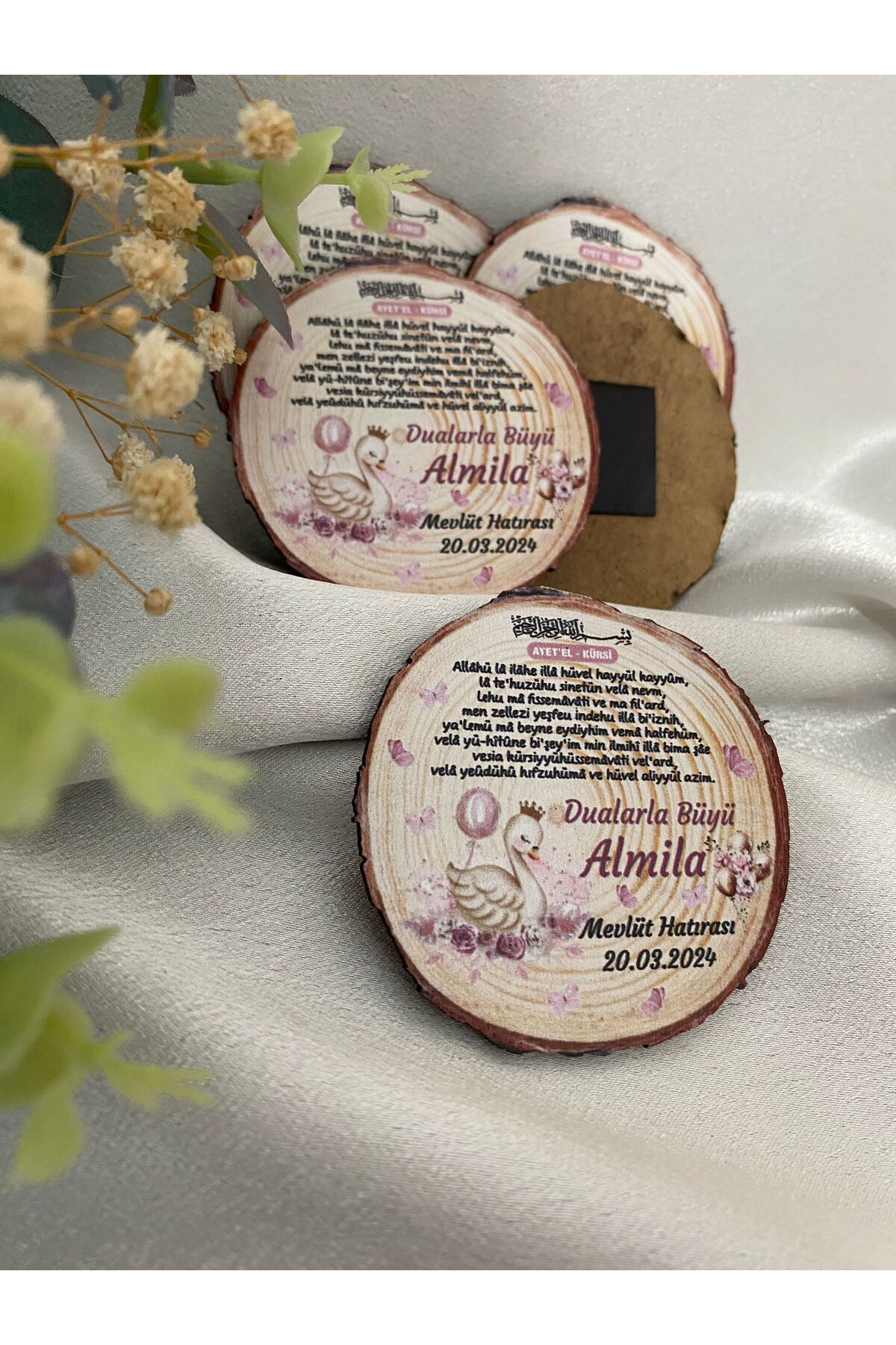 Gizem Graphic Kuğu Temalı Kız Bebek Ahşap Magnet 20'li Paket fotoğrafı 5 (önizleme)