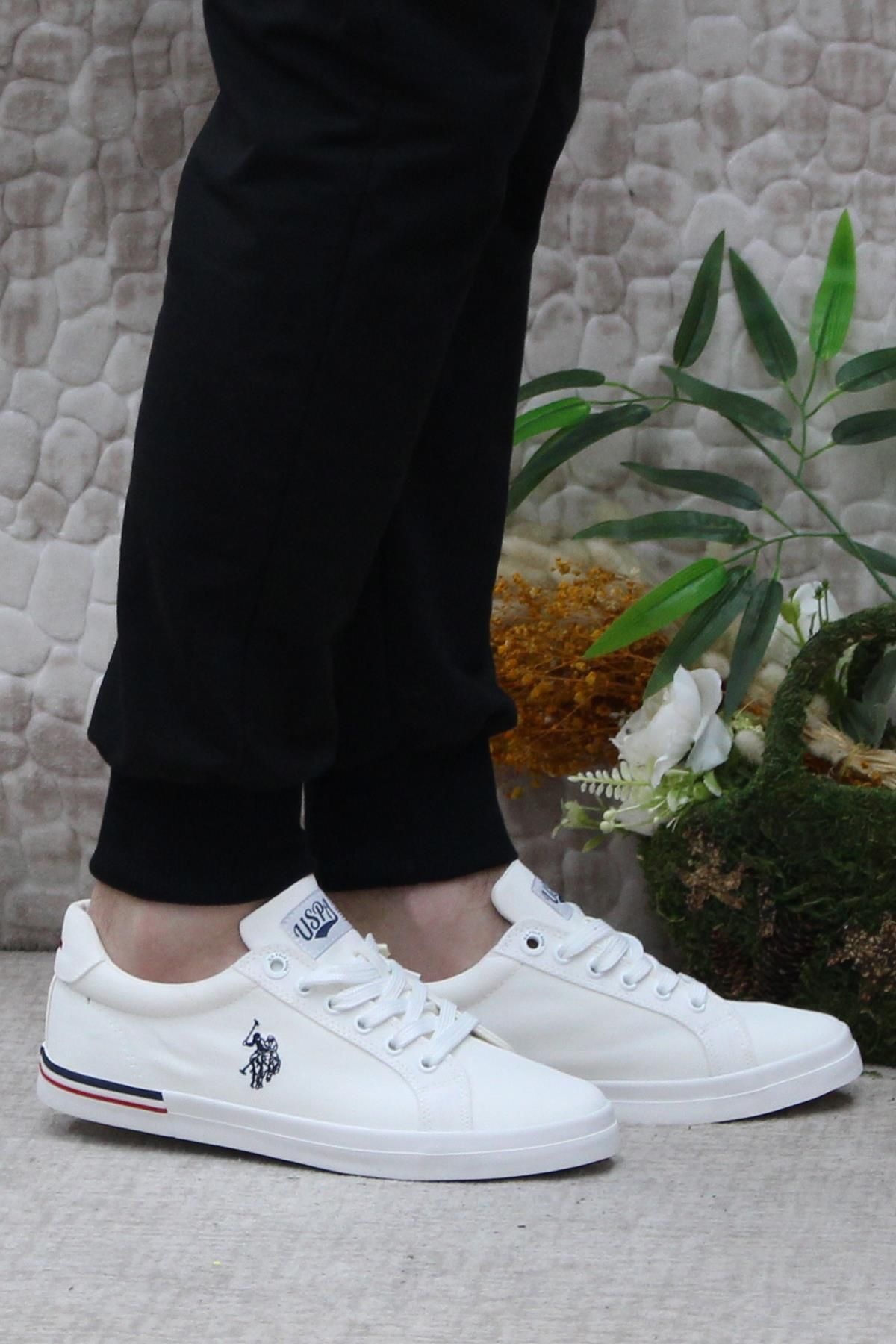 U.S. Polo Assn. U.S. Polo Assn.Talon White Comfortable Original Product Men s Linen Shoes Trendyol