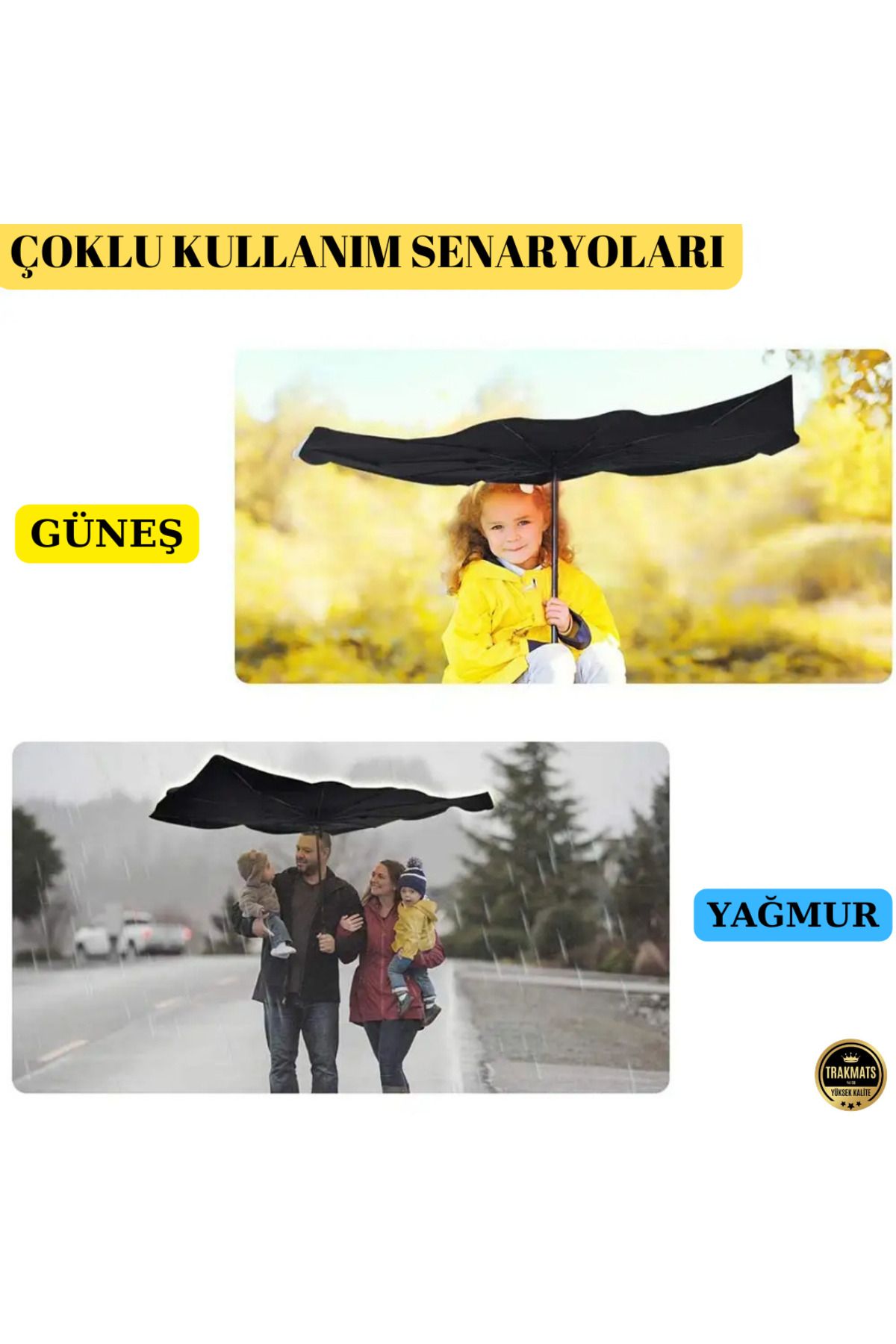TRAKMATS-Opel Kadett Universal Car Interior Windshield Foldable Umbrella Sunshade Black 2