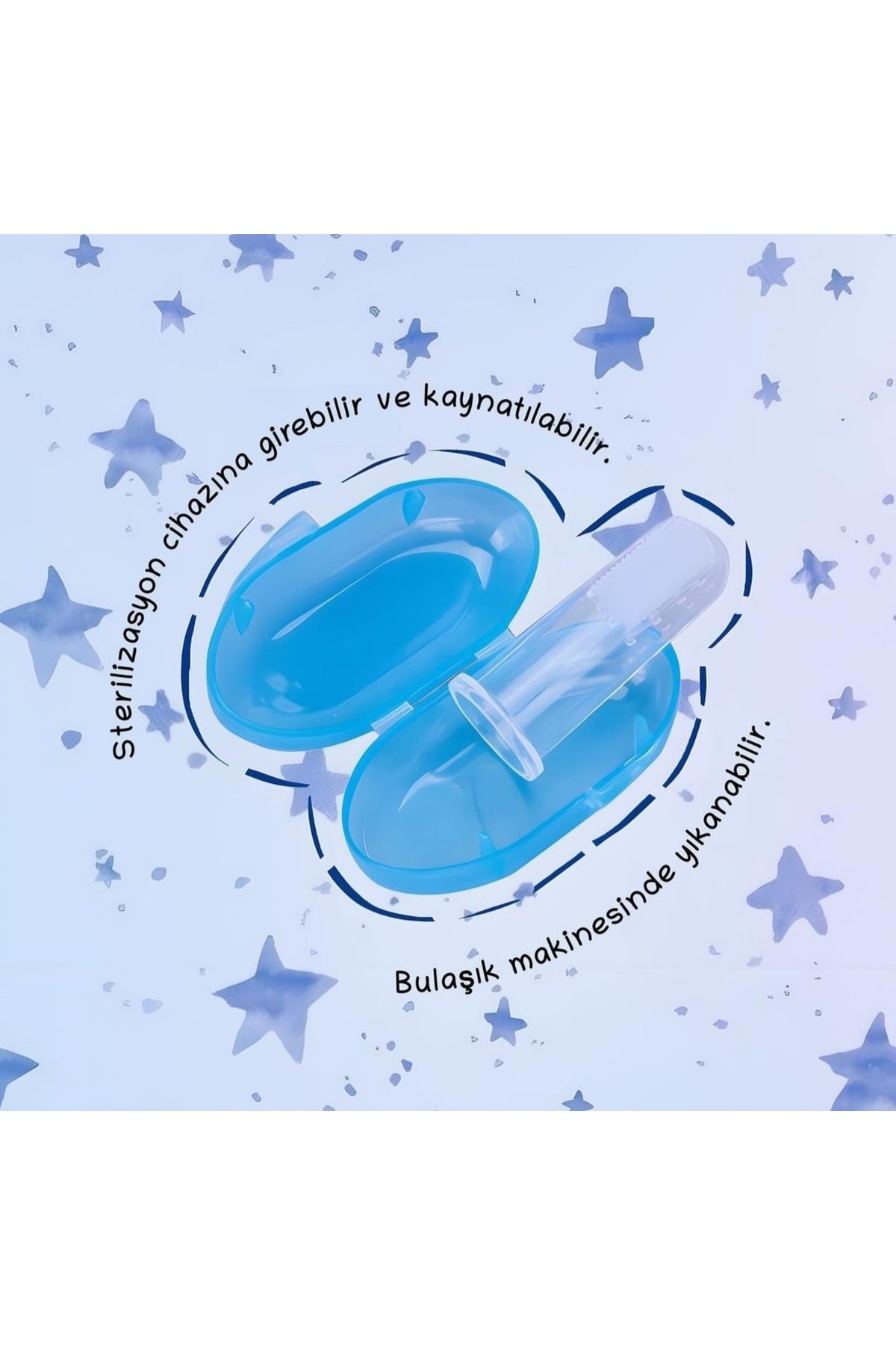 Milena Life Mavi Ve Şeffaf 2'li Mini Bebek Çocuk Parmak Diş Fırçası Ve Saklama Kabı Seti (0-3 YAŞ) fotoğrafı 7 (önizleme)